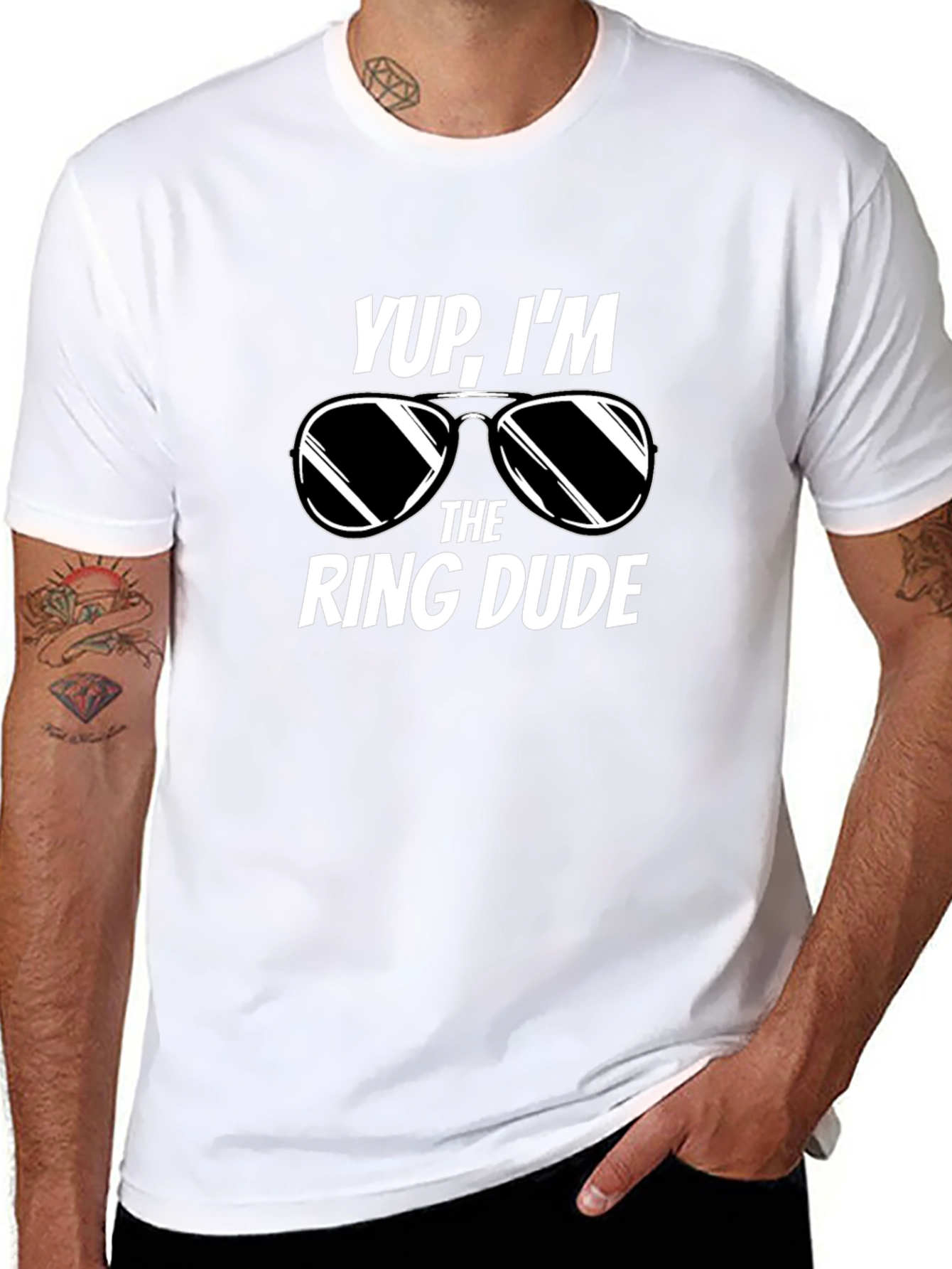 Black Yup, I'm the Ring Dude T-Shirt - Wedding Party Tee view 8