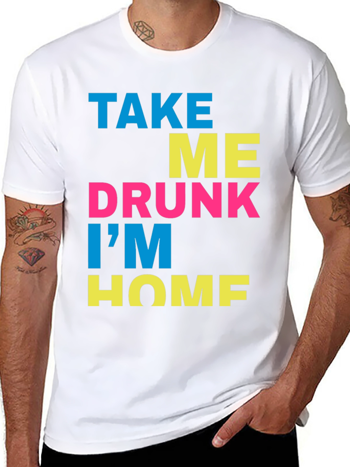 Black Take Me Drunk I'm Home T-Shirt - Funny Party Tee view 8