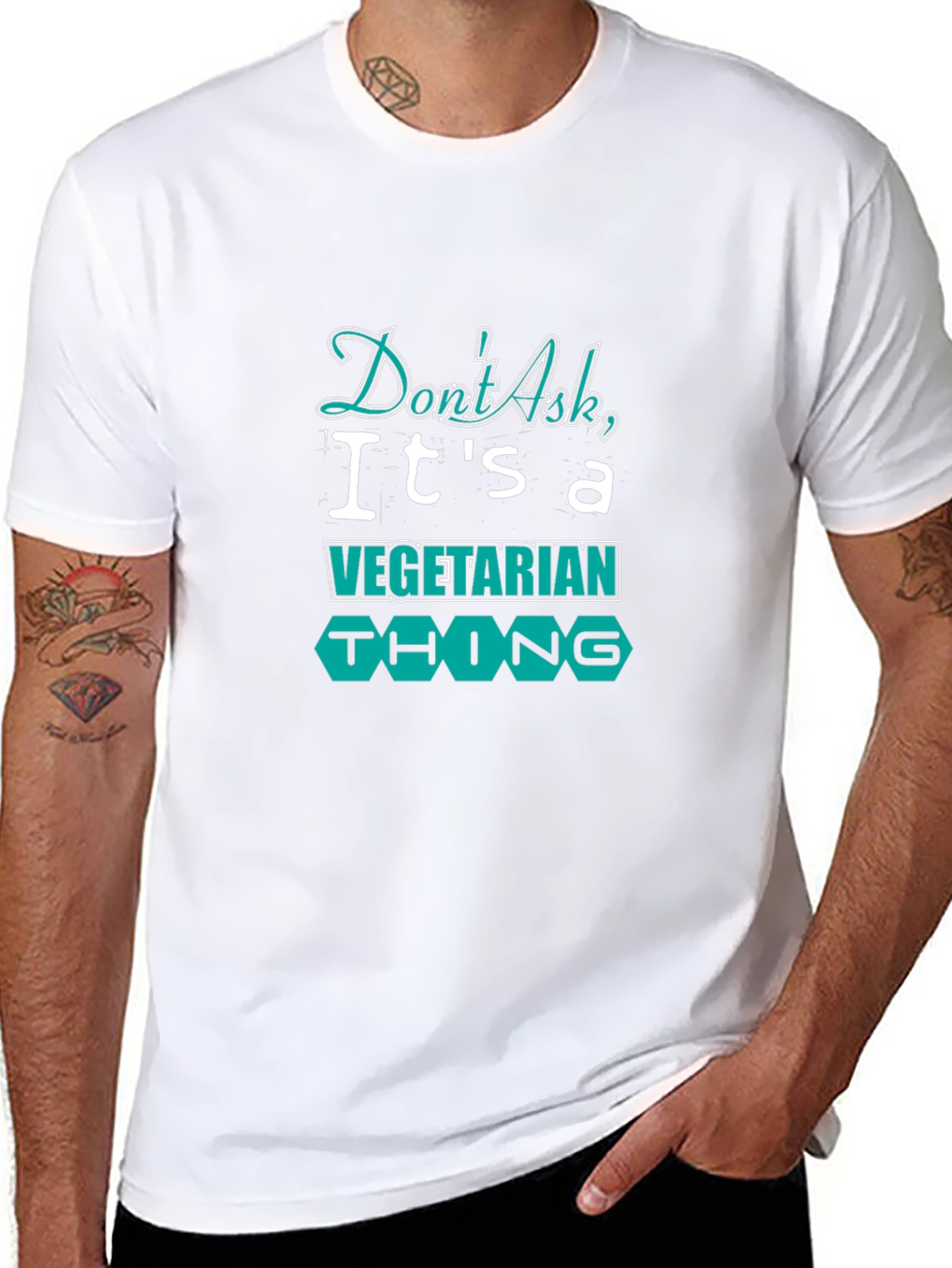 Black Vegetarian Thing Black T-Shirt view 8