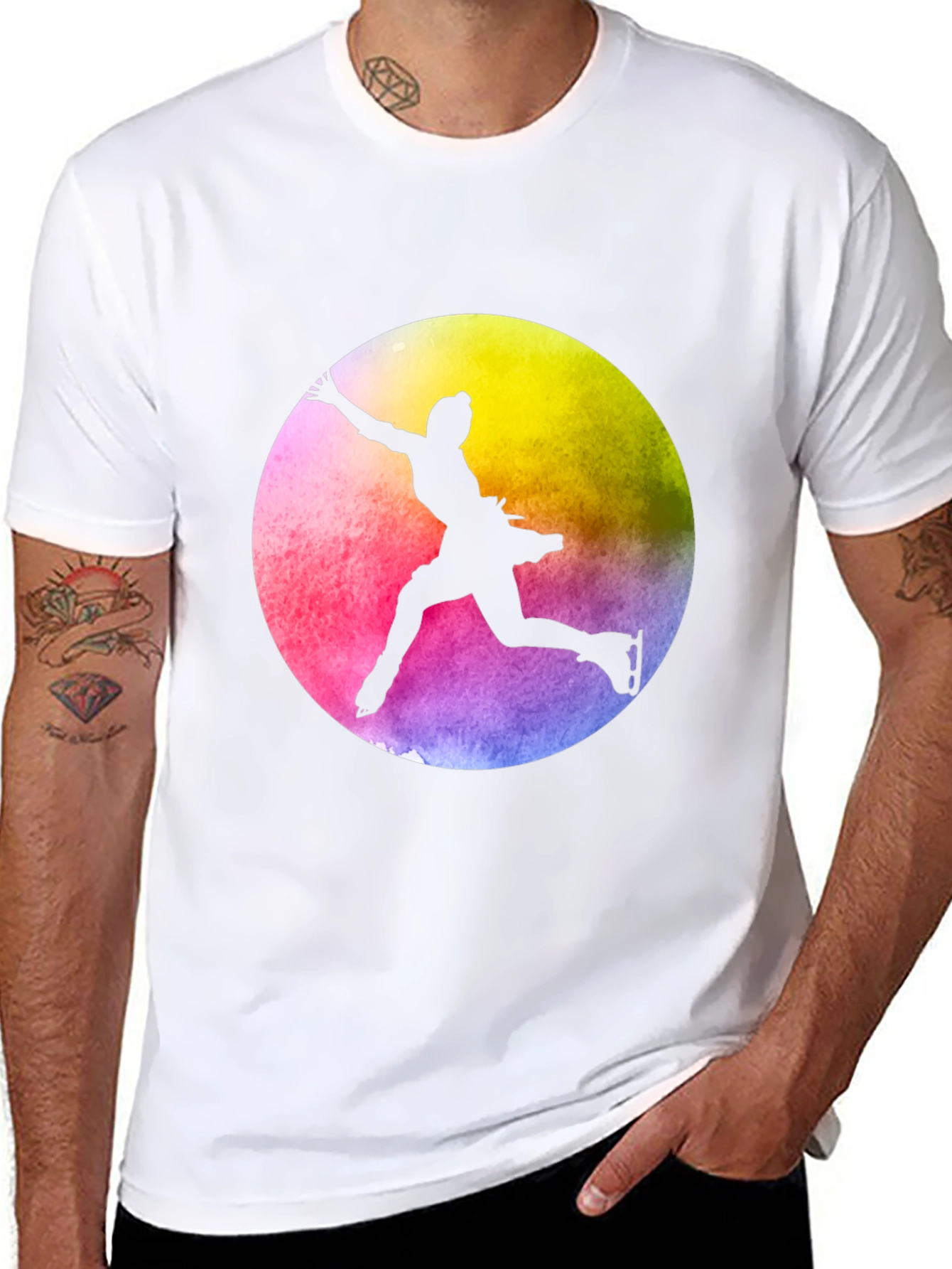 Black Figure Skater Silhouette Tee - Vibrant Colors view 8