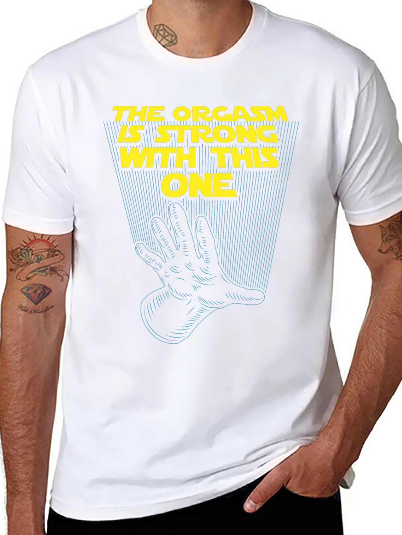 Black Humorous Tee: The Orgasm Is Strong With This One view 8