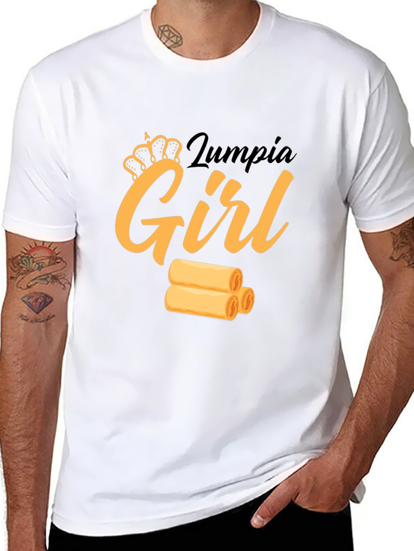 Black Lumpia Girl T-Shirt - Foodie Tee view 8