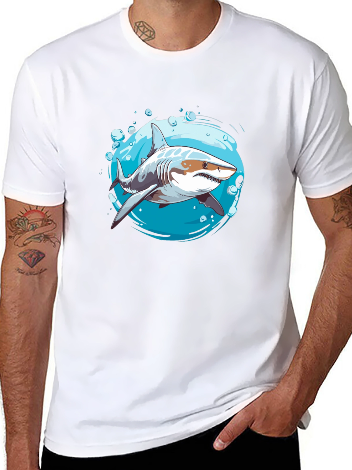Black Shark Graphic T-Shirt - Ocean Life Design view 8