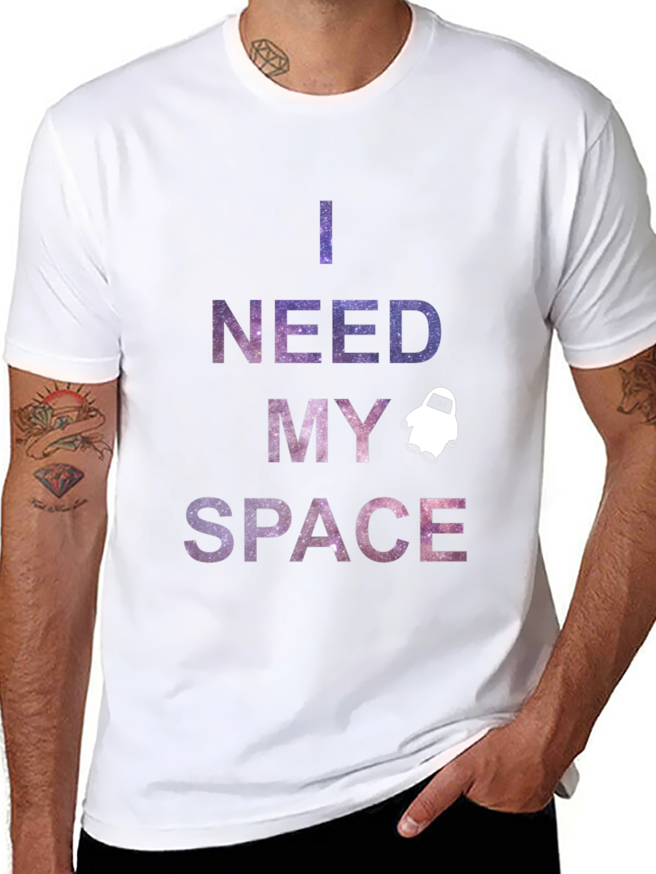Black I Need My Space Galaxy T-Shirt view 8