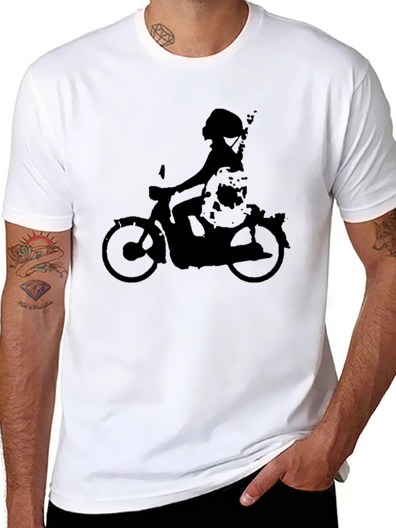 Black Cool Black T-Shirt with Scooter Silhouette view 8
