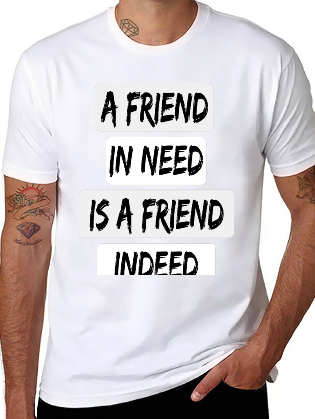 Black A Friend In Need Black T-Shirt view 8