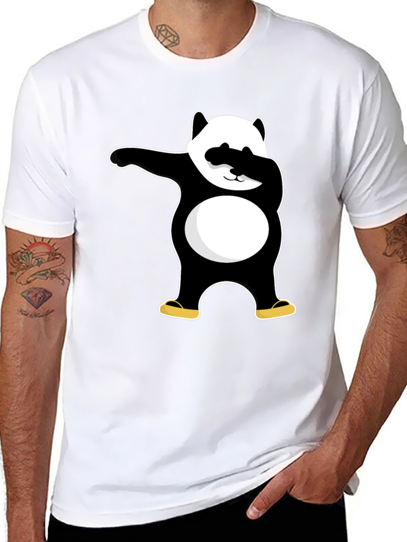 Black Dabbing Panda Black T-Shirt - Cool Graphic Tee view 8