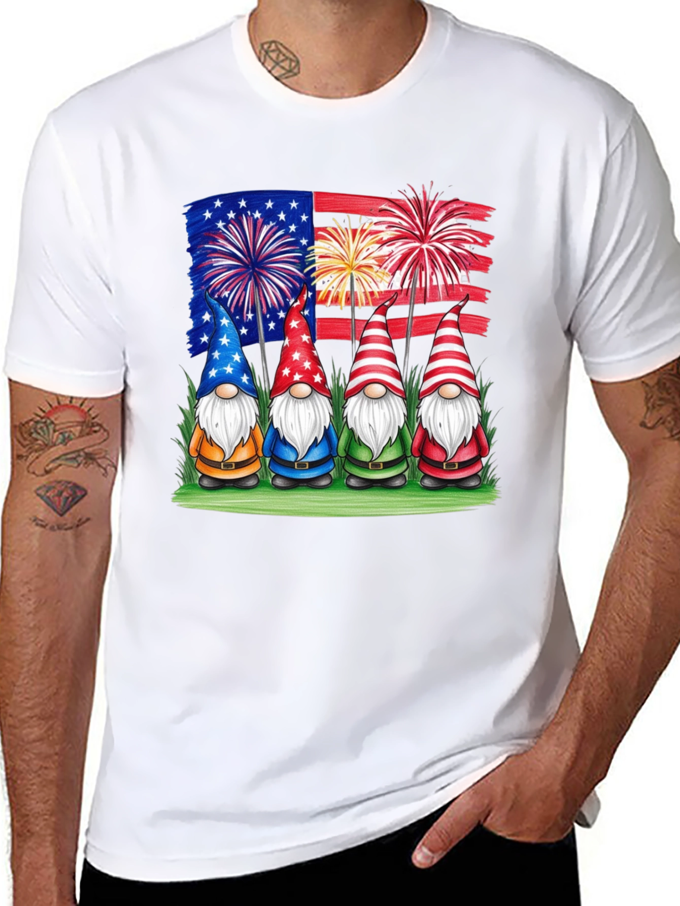 Black Patriotic Gnomes T-Shirt - USA Pride! view 8