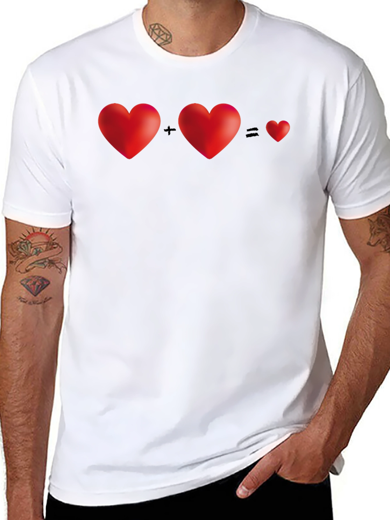 Black Two Hearts Equal One T-Shirt - Black view 8