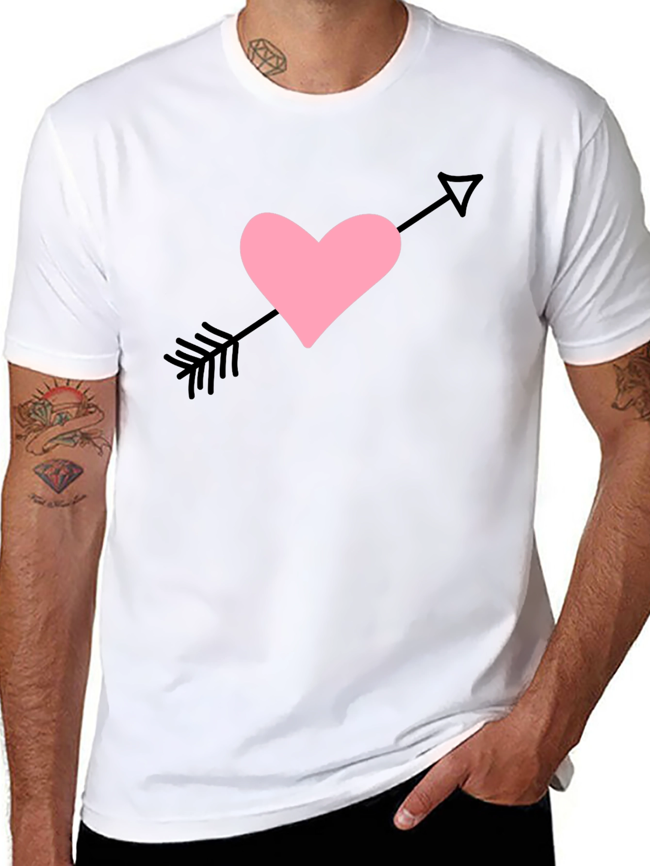 Black Heart Arrow Graphic Tee - Men's Black T-Shirt view 8