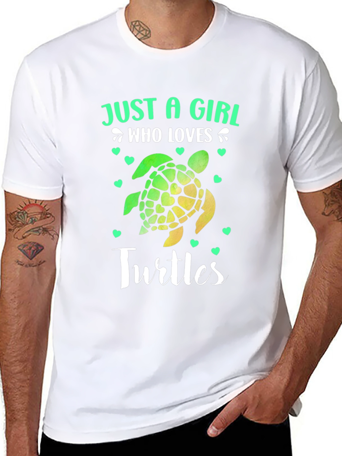 Black Just A Girl Who Loves Turtles T-Shirt view 8