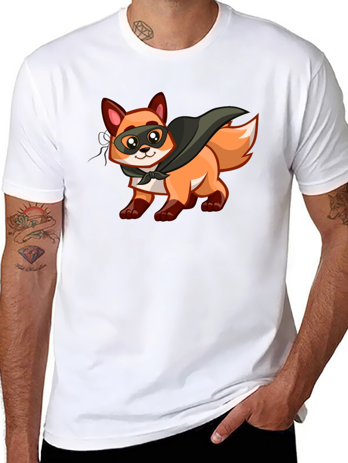 Black Hero Fox Graphic T-Shirt - Soft Cotton Tee view 8