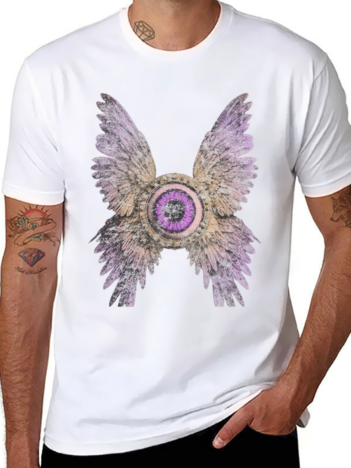 Black Winged Eye Graphic Tee - Bold Statement Shirt view 8