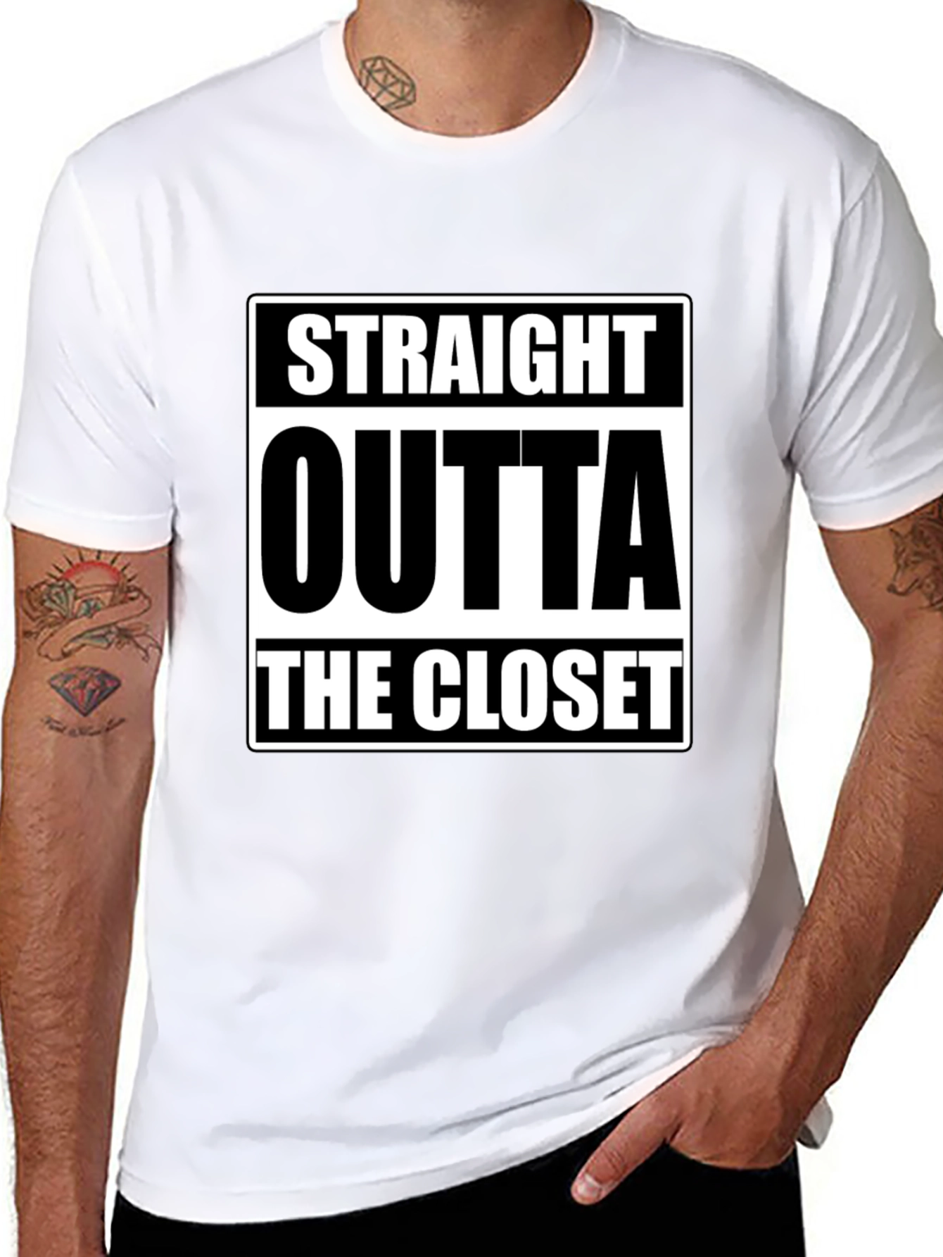 Black Straight Outta The Closet Black T-Shirt view 8