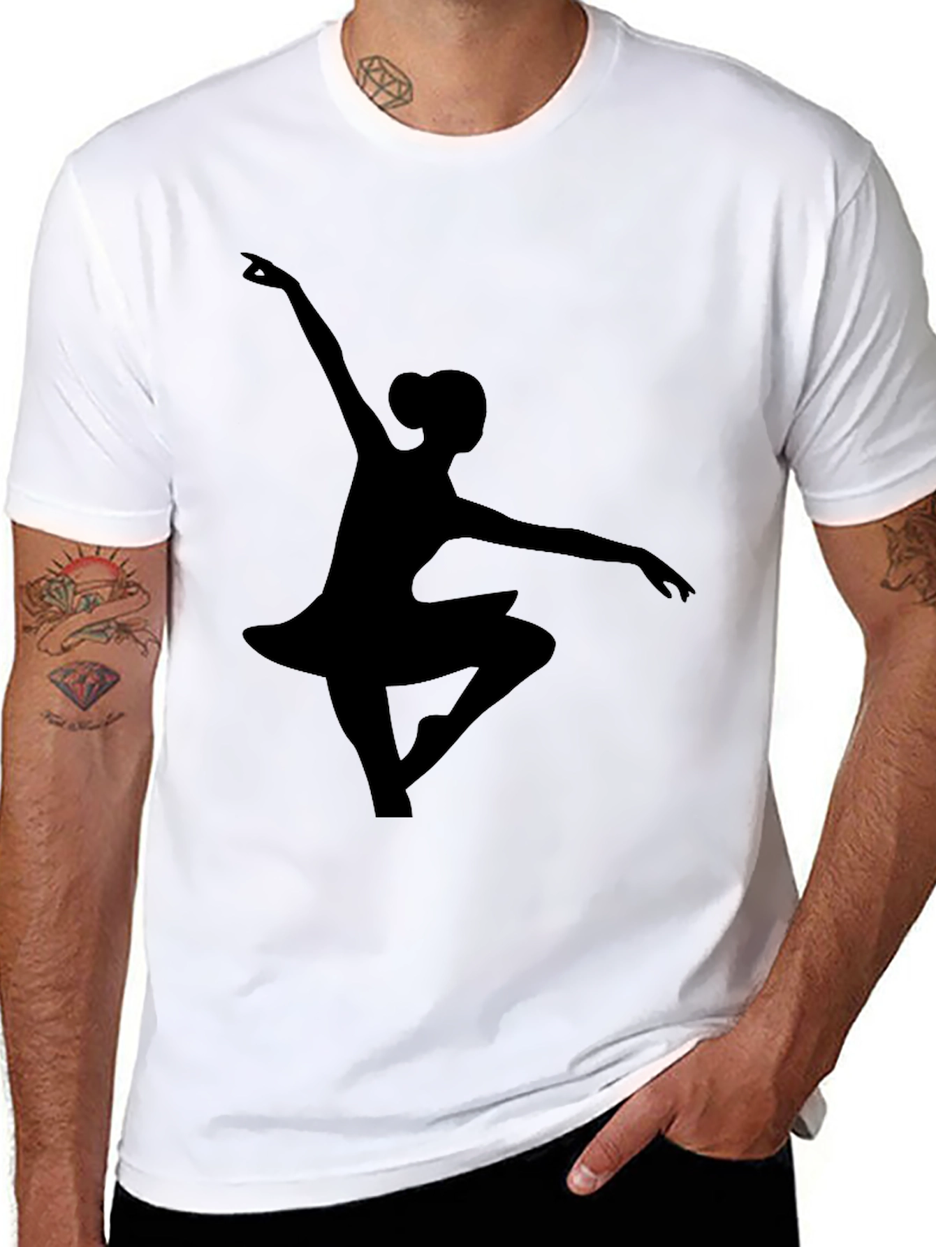 Black Ballerina Silhouette Black T-Shirt view 8