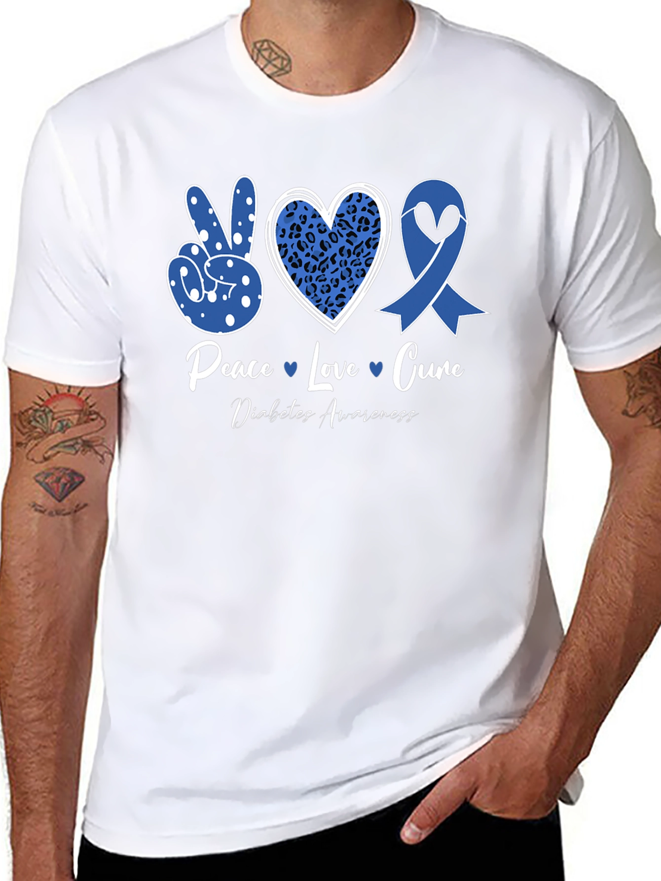 Peace Love Cure Diabetes Awareness T-Shirt - 8
