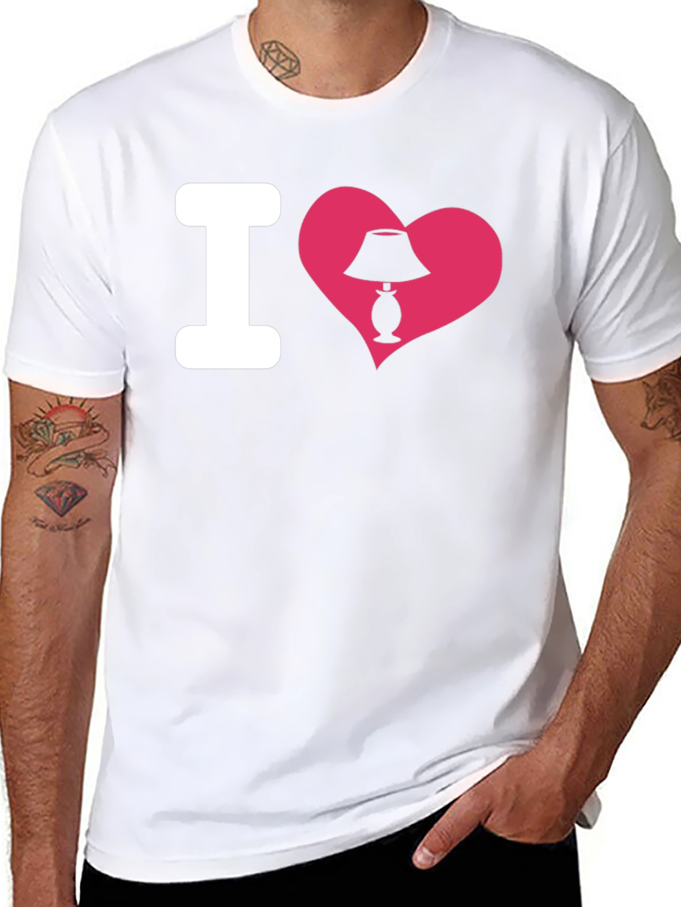 Black I Heart Lamp T-Shirt - Novelty Graphic Tee view 8