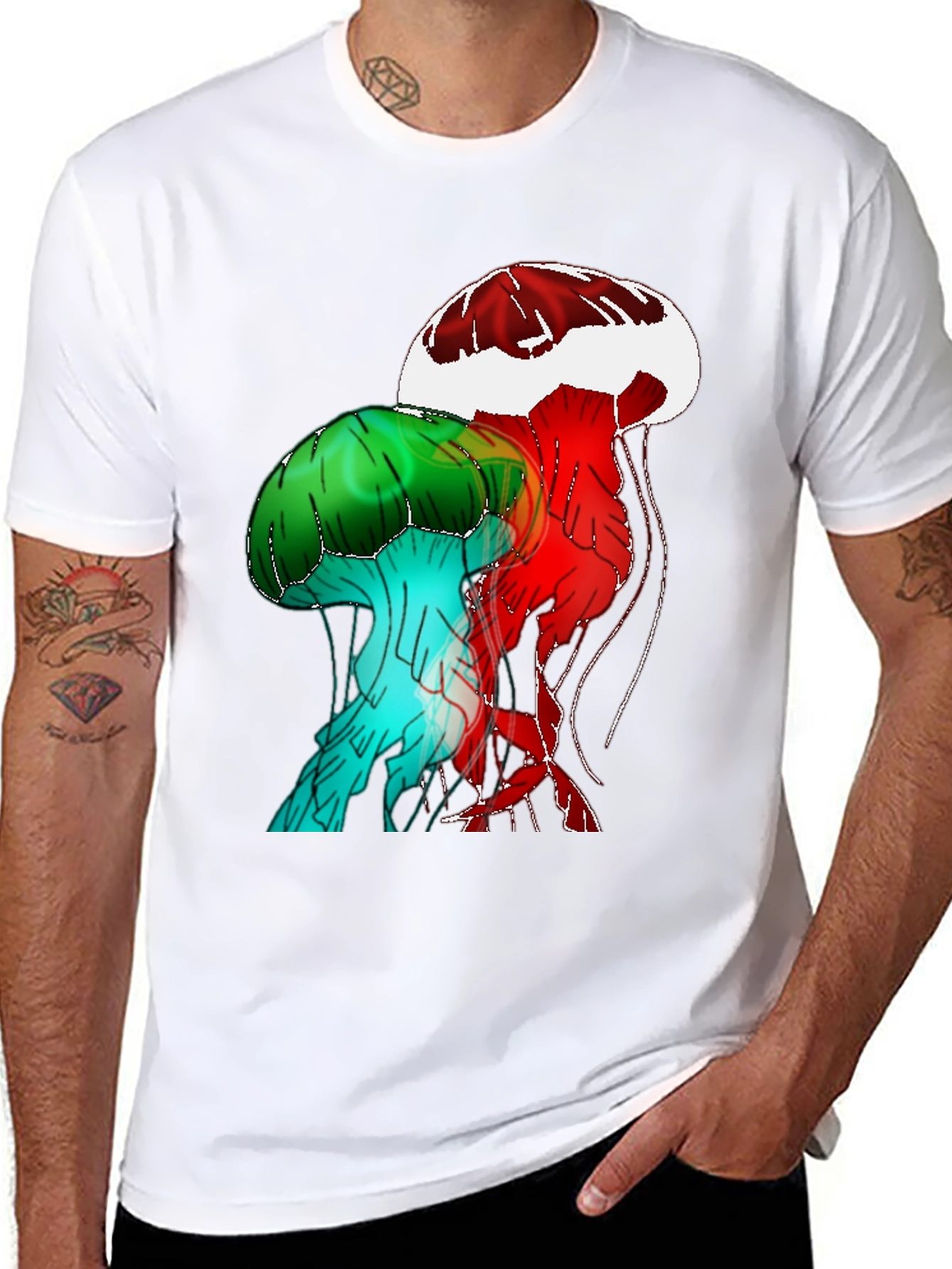 Black Jellyfish Graphic Black T-Shirt view 8