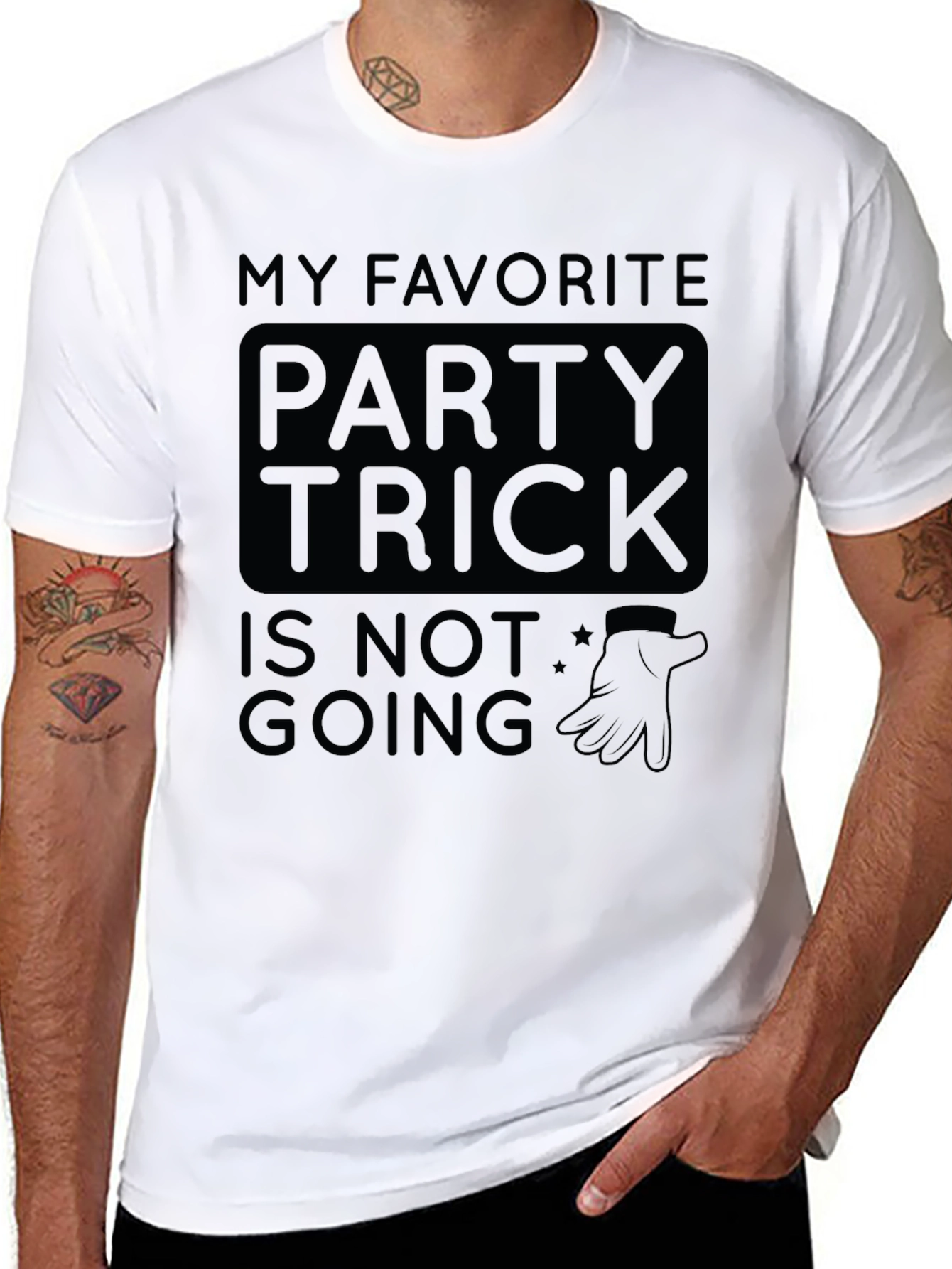 Black My Favorite Party Trick T-Shirt - Introvert Humor view 8