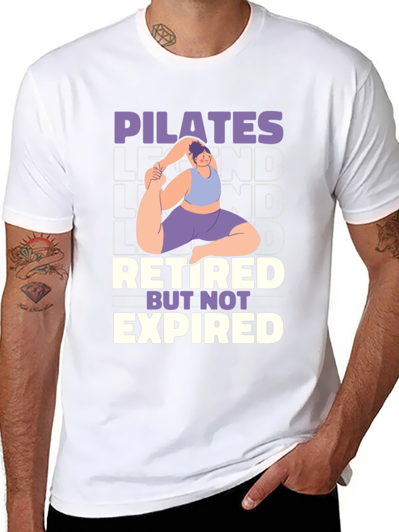 Black Pilates Legend Retired But Not Expired Graphic T-Shirt view 8