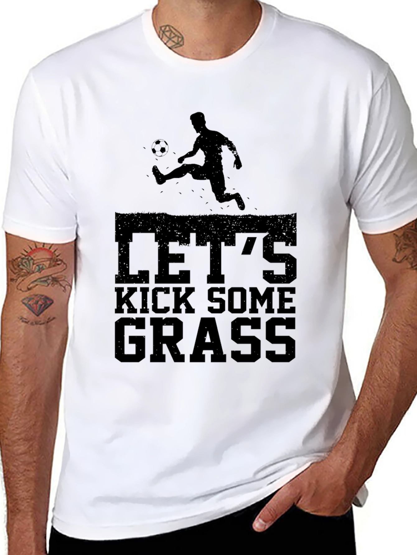 Black Let's Kick Some Grass Graphic Tee view 8