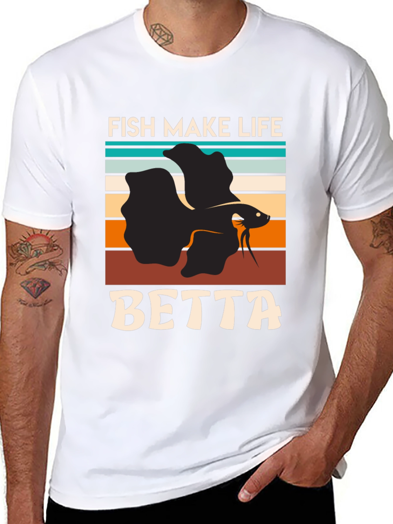 Black Fish Make Life Betta T-Shirt view 8
