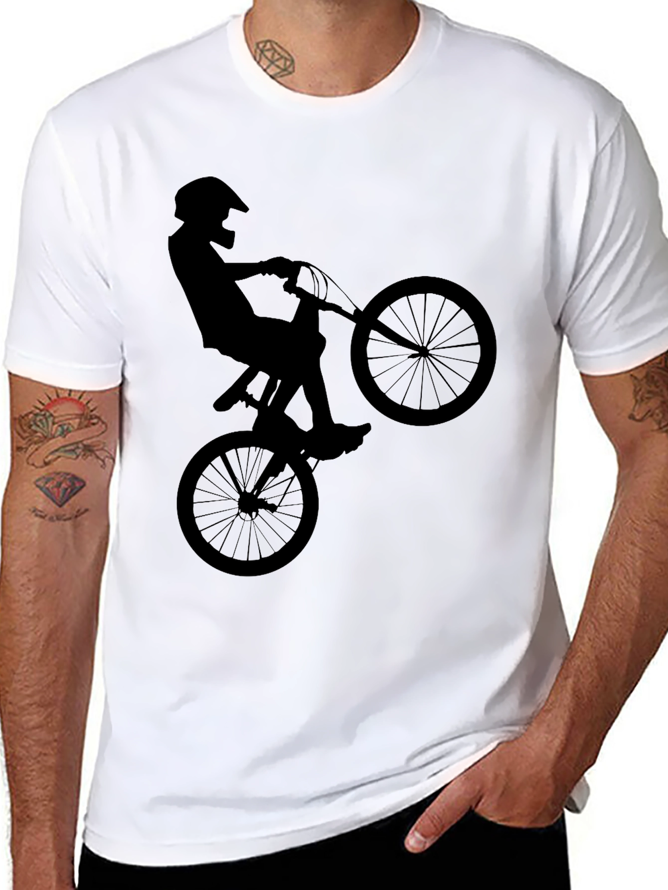 BMX Rider Silhouette Graphic Tee - Black - 8