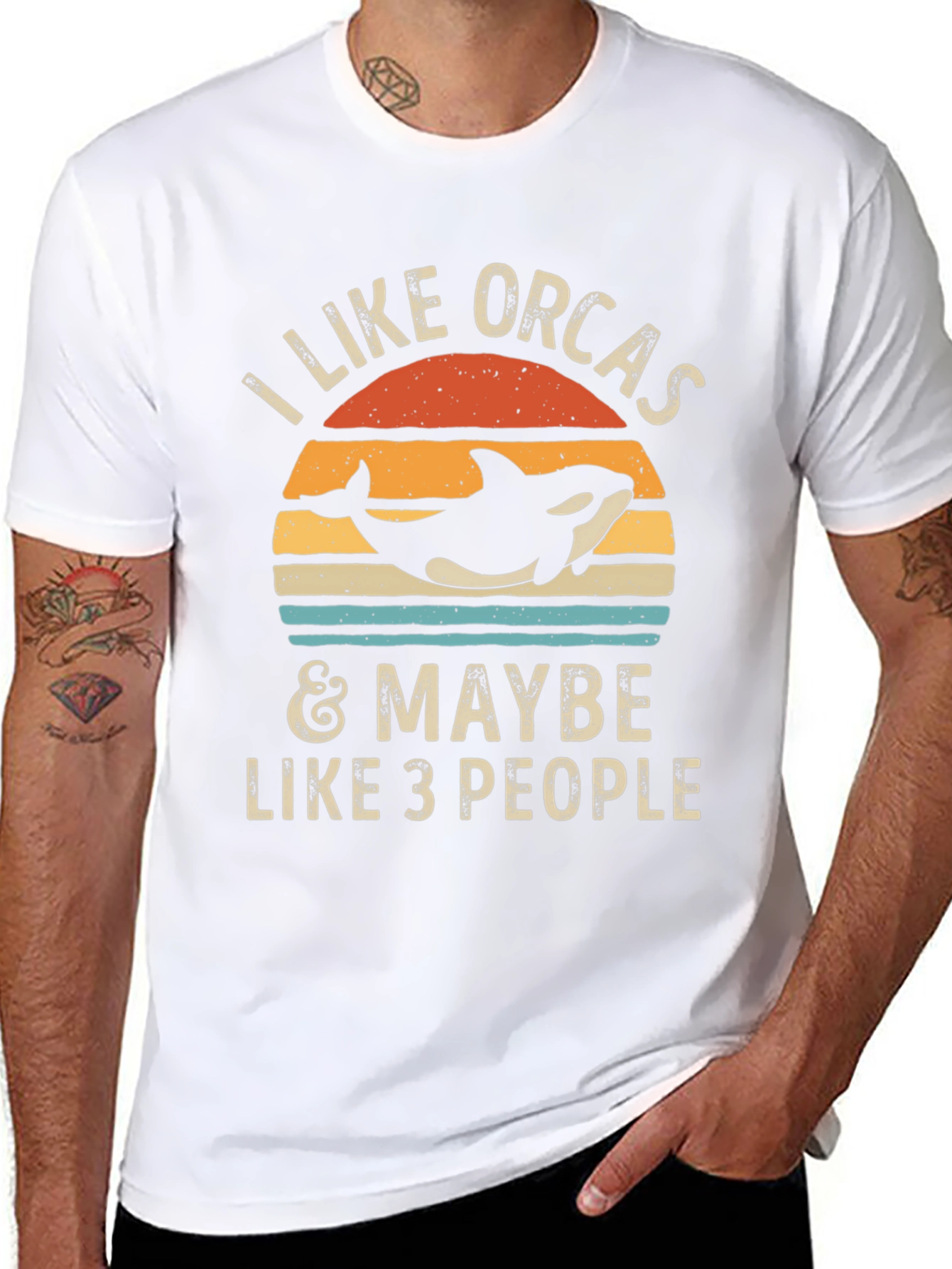 Black I Like Orcas & Maybe Like 3 People Graphic Tee view 8