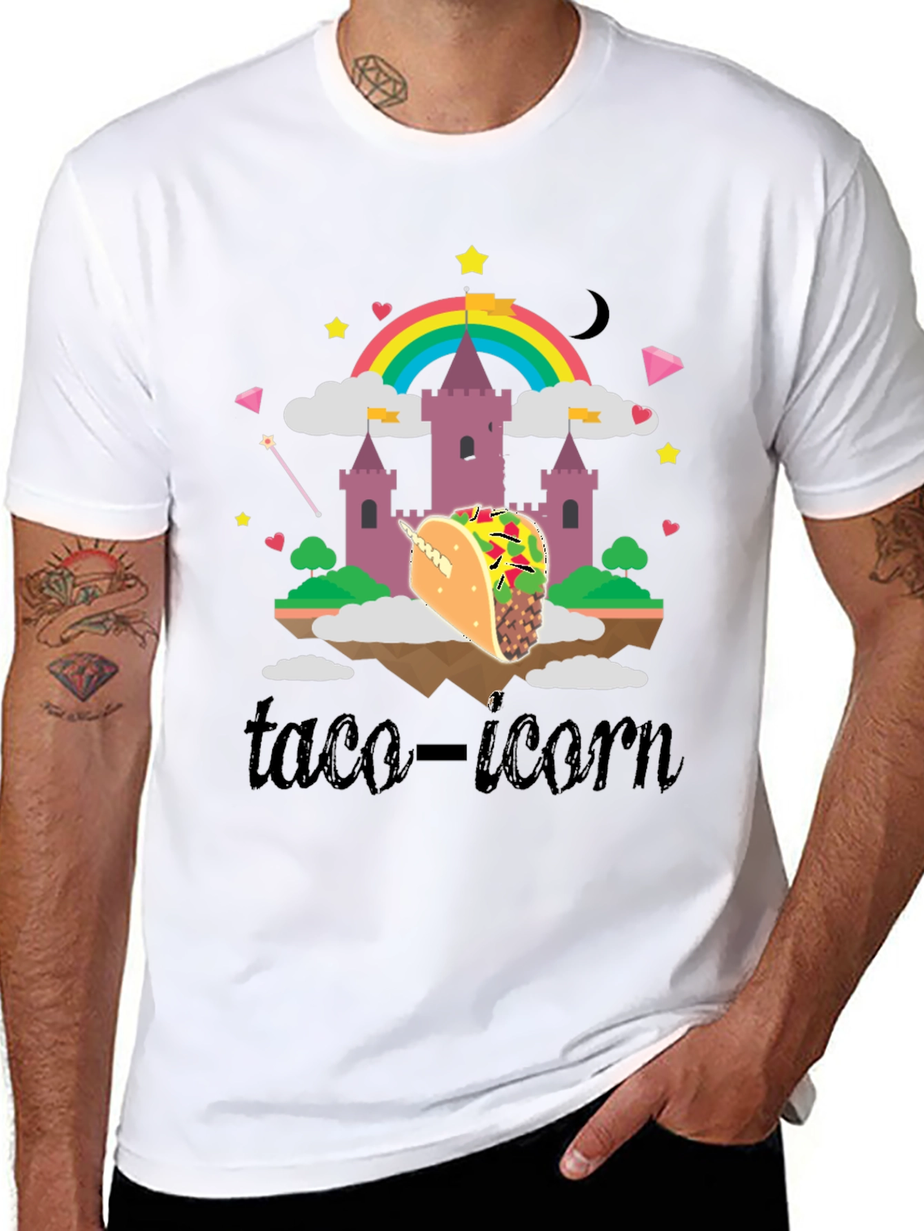 Black Taco-icorn Black Graphic T-Shirt view 8