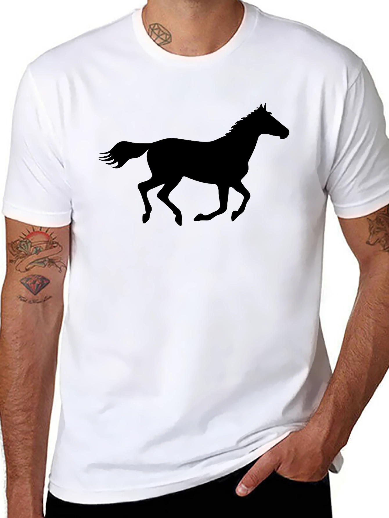Black Black Horse Silhouette T-Shirt view 8