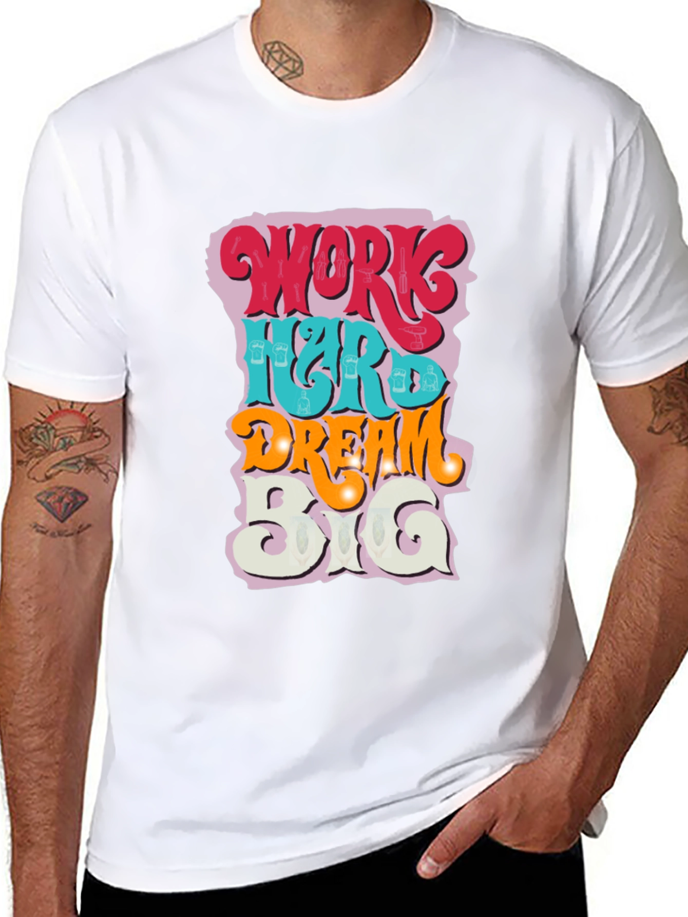 Black Work Hard Dream Big Graphic Tee view 8