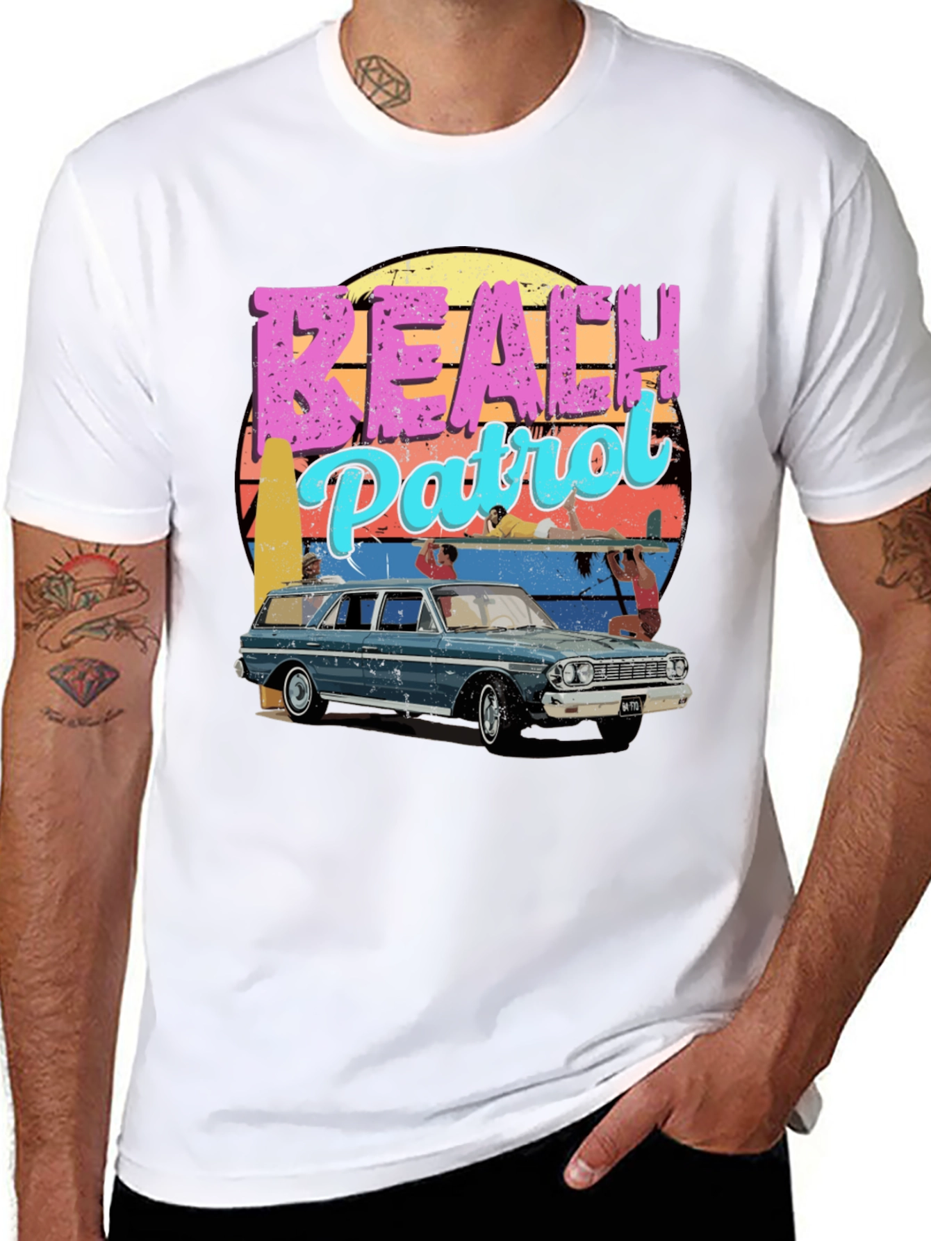 Black Retro Beach Patrol Graphic Tee view 8