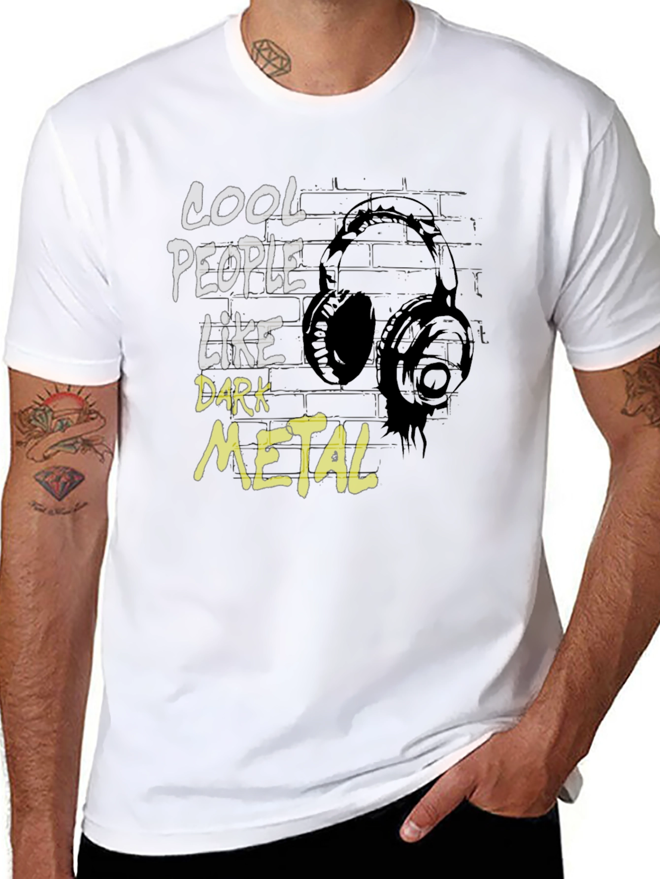 Black Cool People Like Dark Metal Graphic T-Shirt view 8