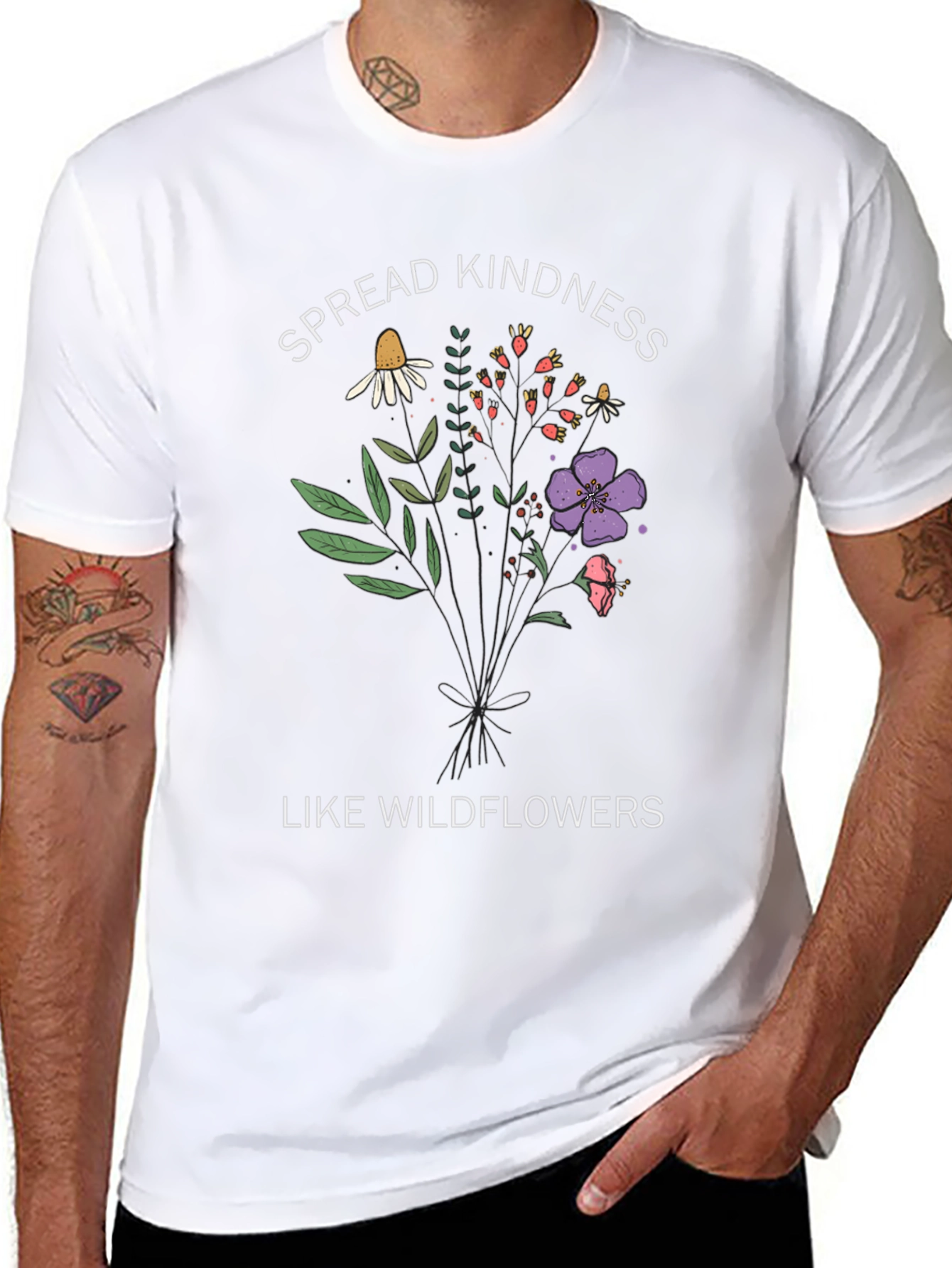 Black Spread Kindness Like Wildflowers Graphic Tee view 8