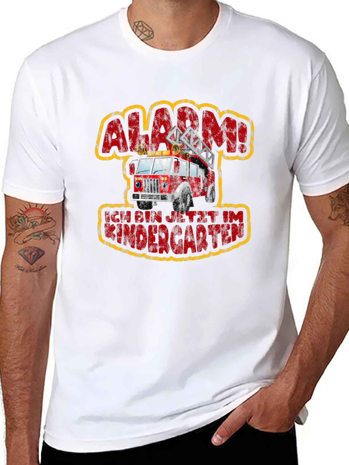 Black Alarm! I'm in Kindergarten! T-Shirt - Firetruck Design view 8