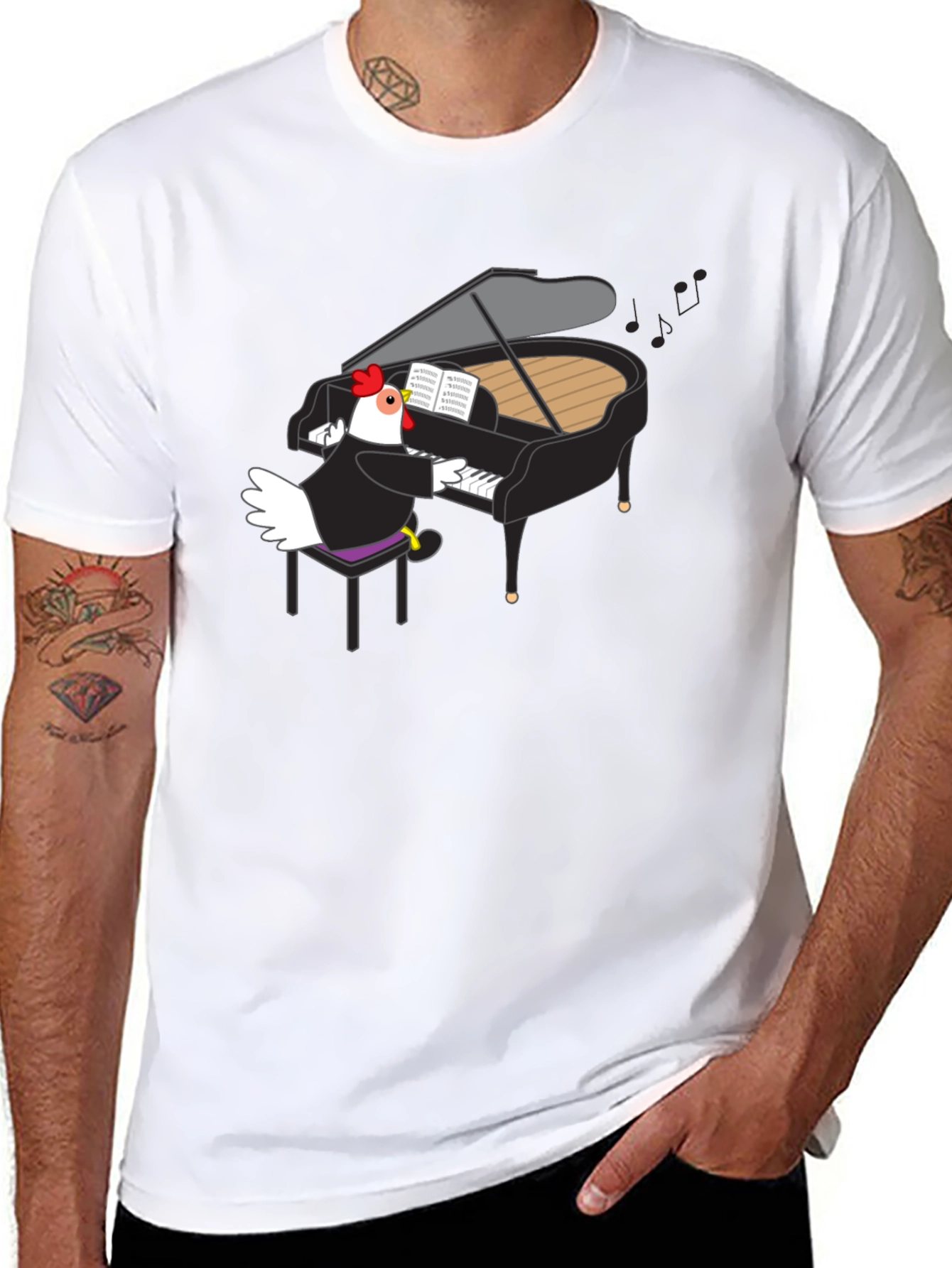Black Chicken Pianist Graphic Tee view 8