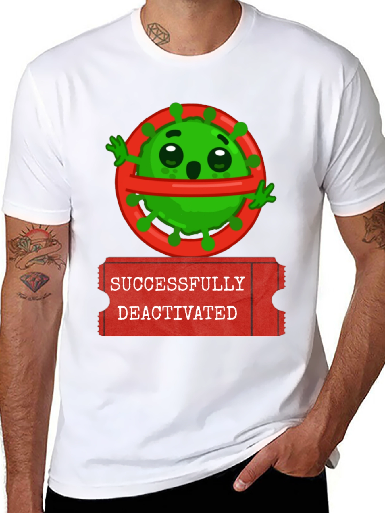 Black Successfully Deactivated Virus Graphic Tee view 8