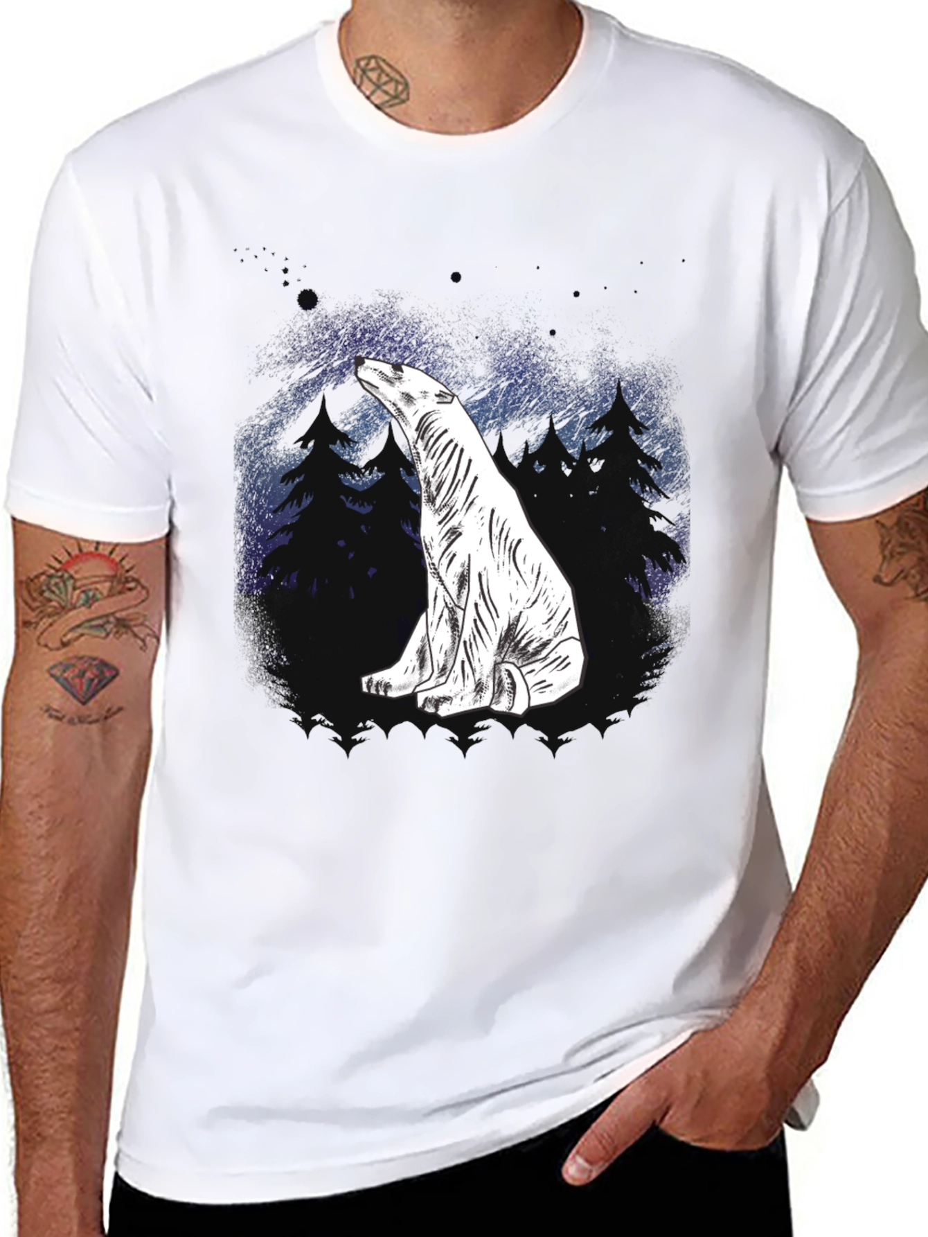 Black Polar Bear Graphic Tee - Black Cotton Blend view 8