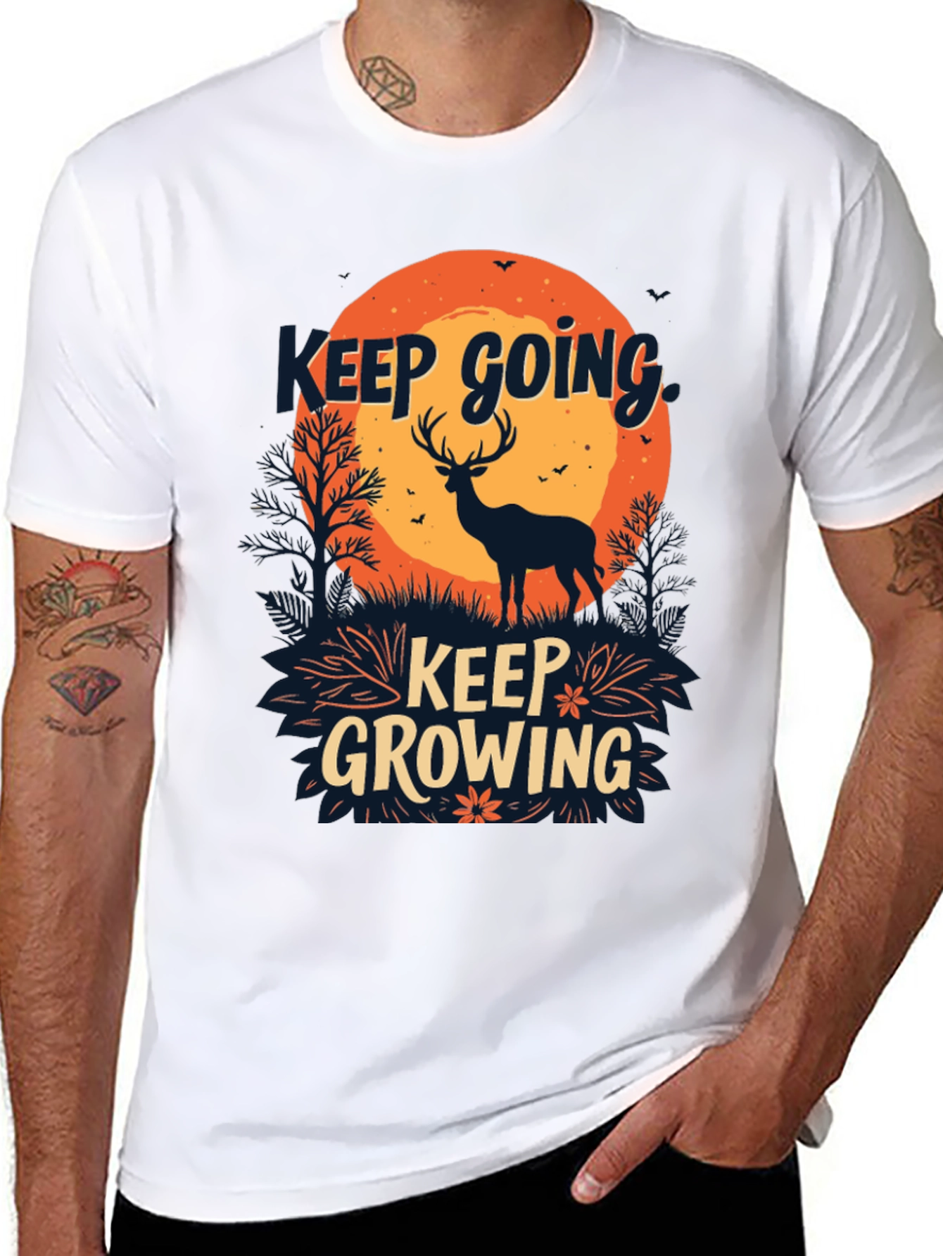 Black Keep Going, Keep Growing Black Graphic T-Shirt view 8