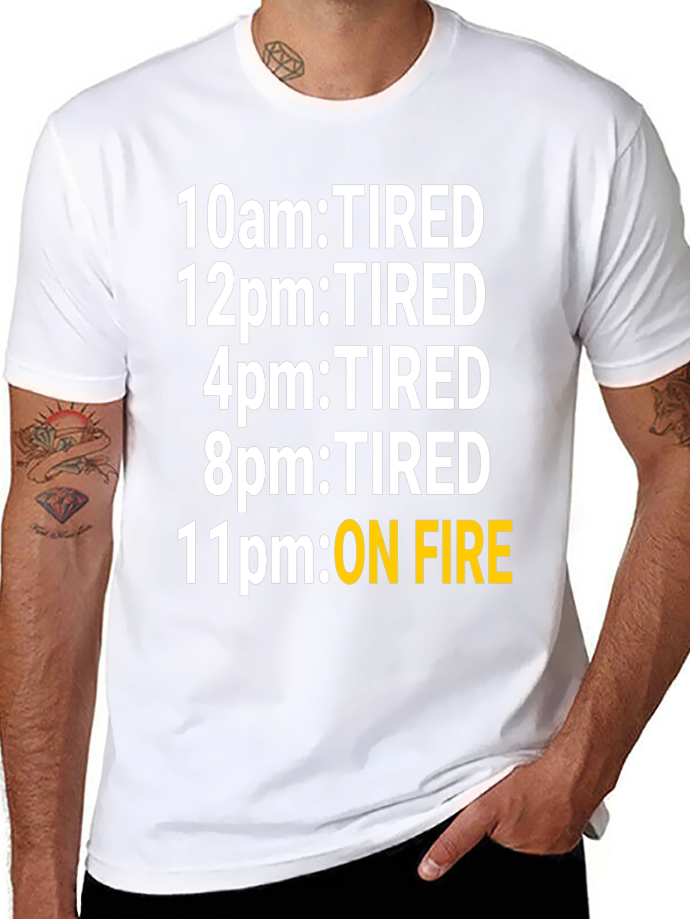 Black Funny Tired Schedule Black T-Shirt view 8