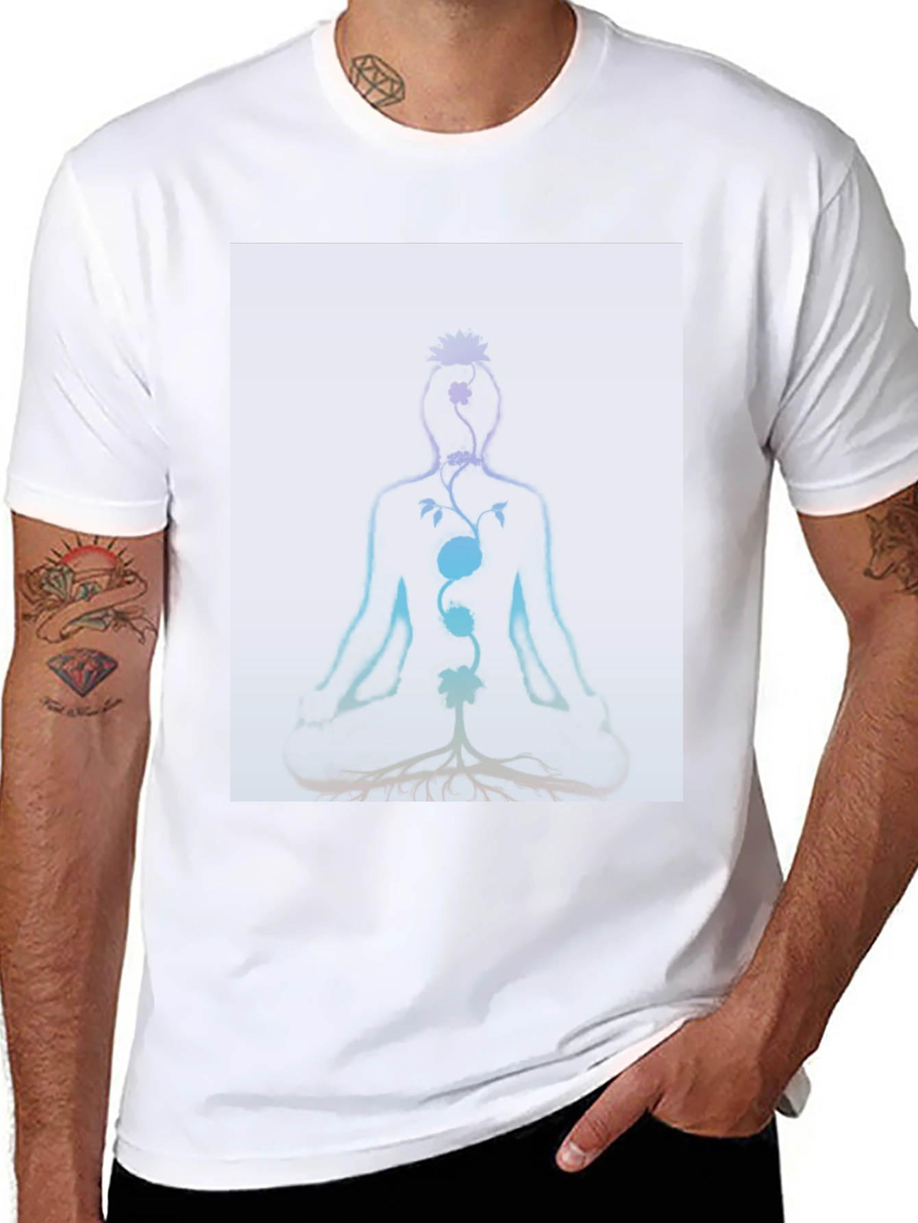 Chakra Meditation Tee - Spiritual Black T-Shirt - 8