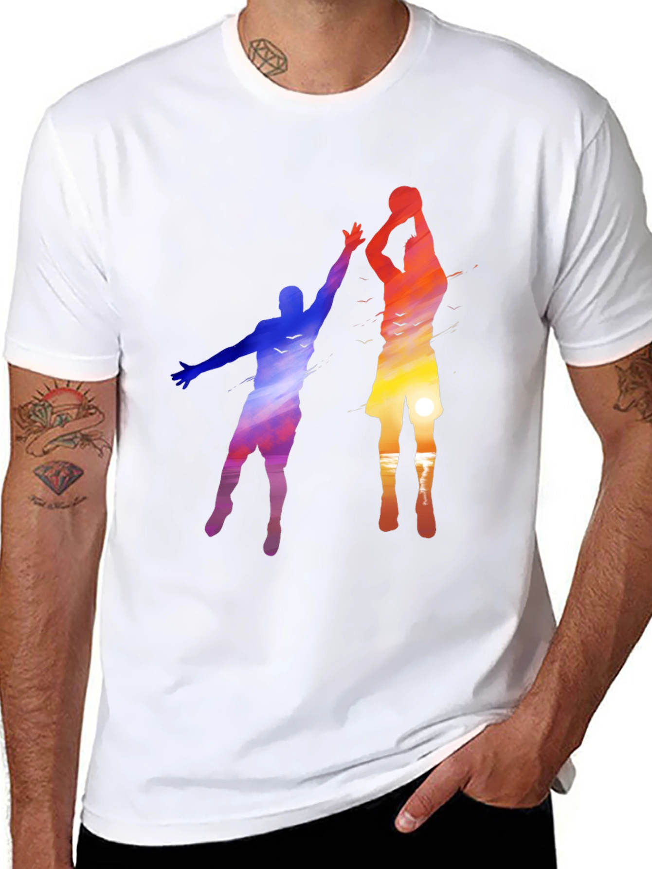Black Sunset Basketball Graphic Tee view 8
