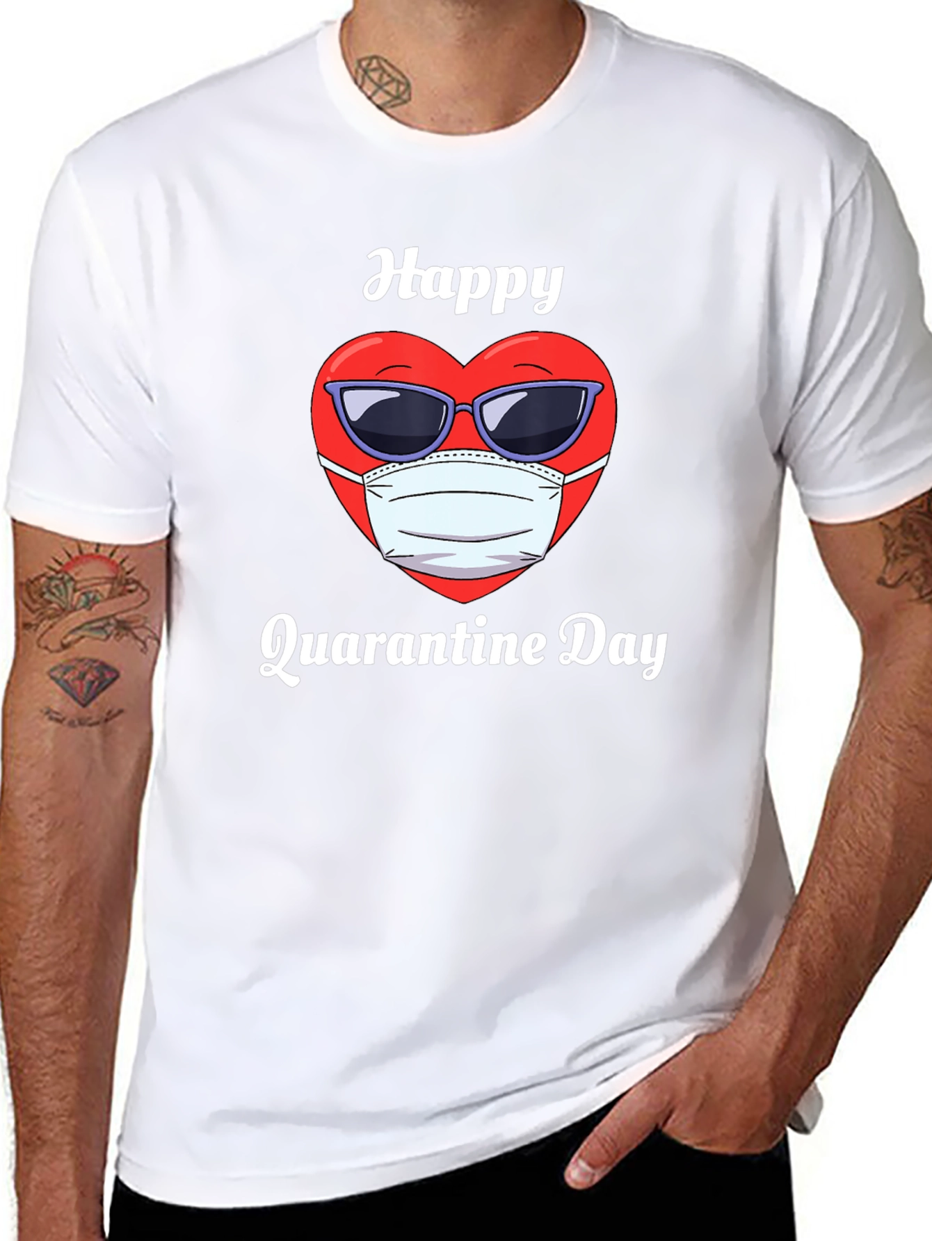 Black Happy Quarantine Day T-Shirt view 8