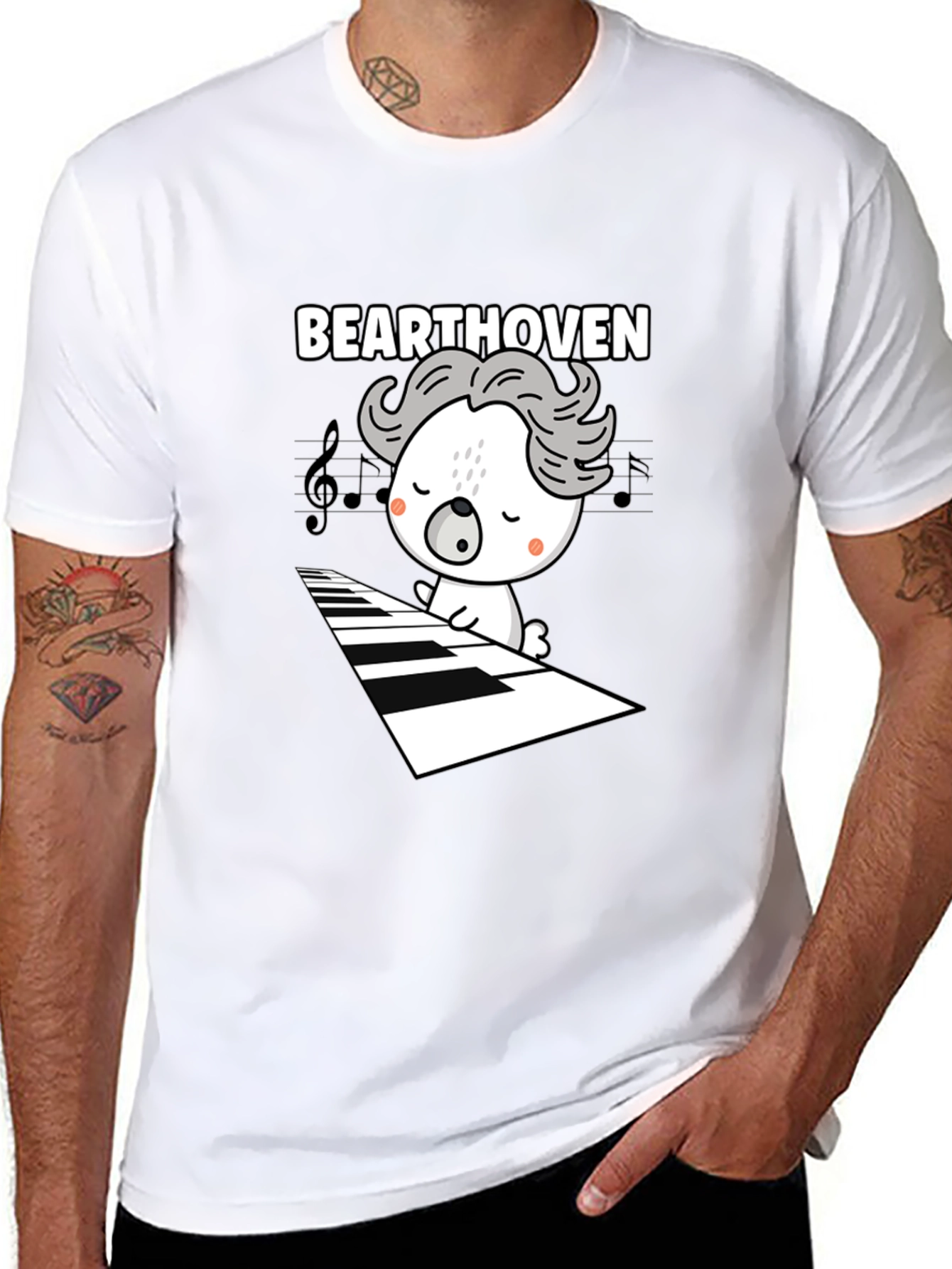 Black Bearthoven Piano T-Shirt view 8