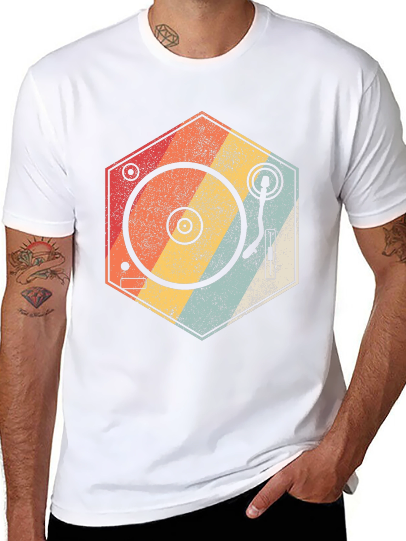 Black Retro Turntable T-Shirt - Vintage Music Lover Tee view 8