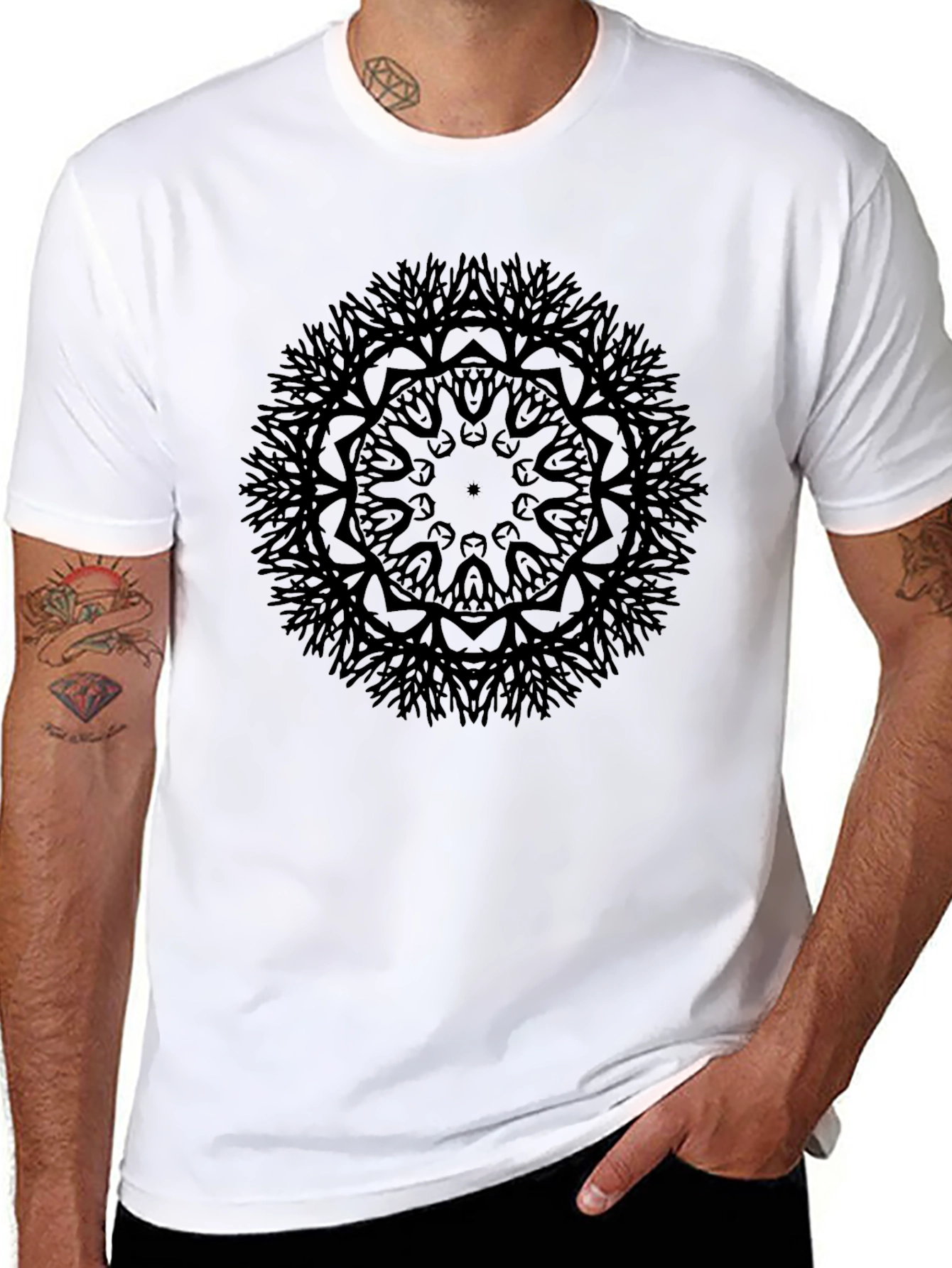 Black Black Mandala Graphic T-Shirt view 8