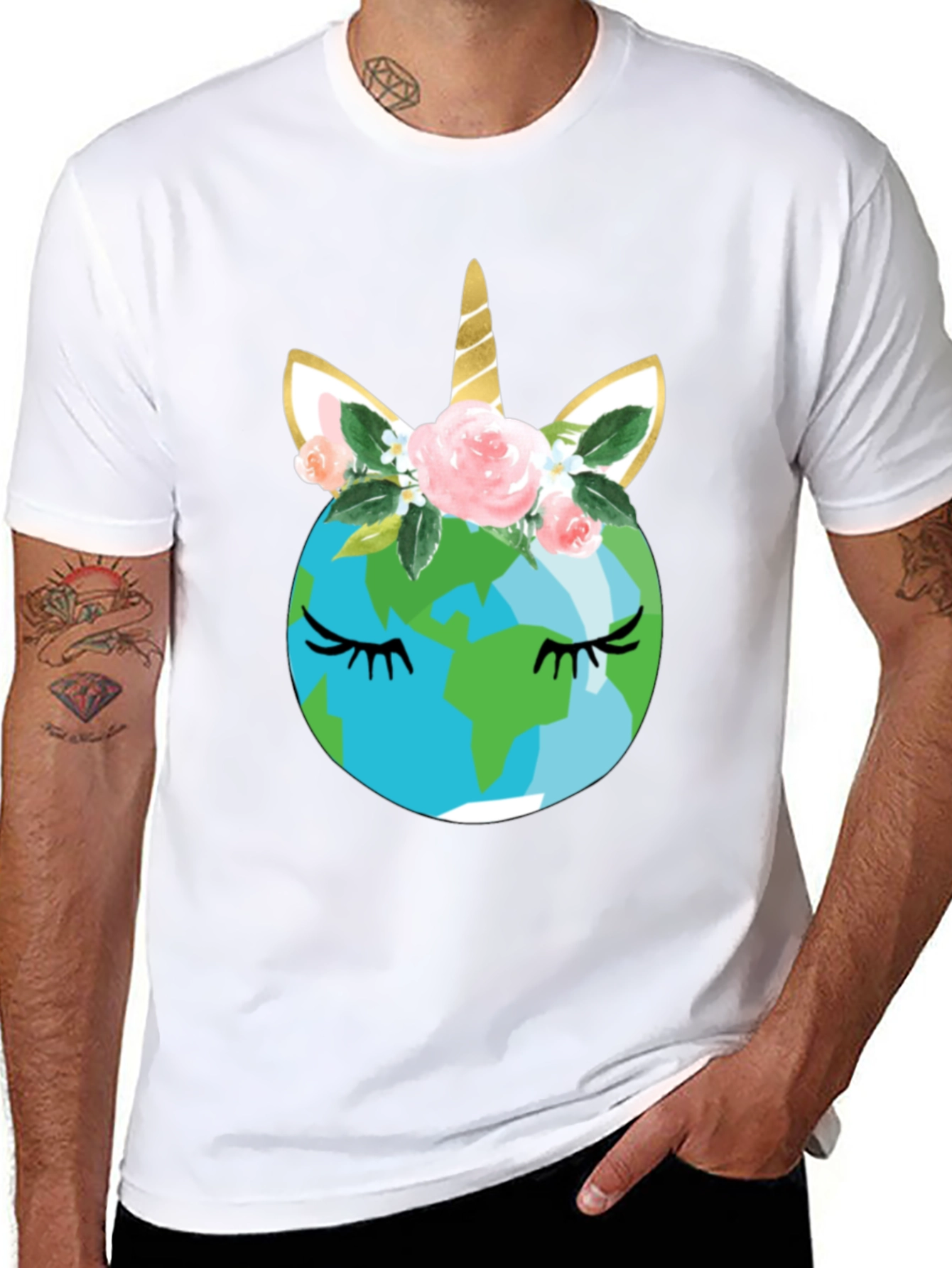 Earth Unicorn Graphic Tee - Black Unisex T-Shirt - 8