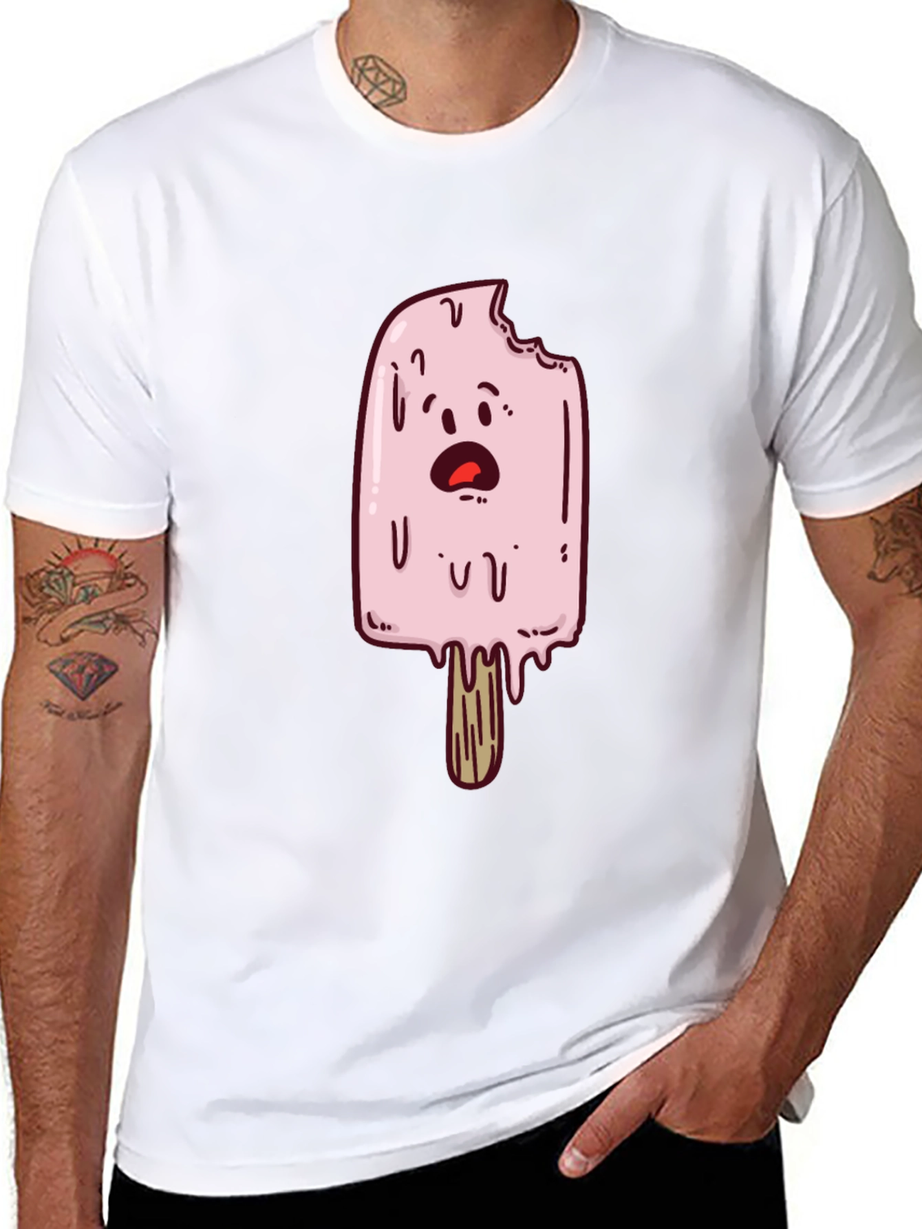 Black Funny Ice Cream T-Shirt - Cartoon Graphic Tee view 8