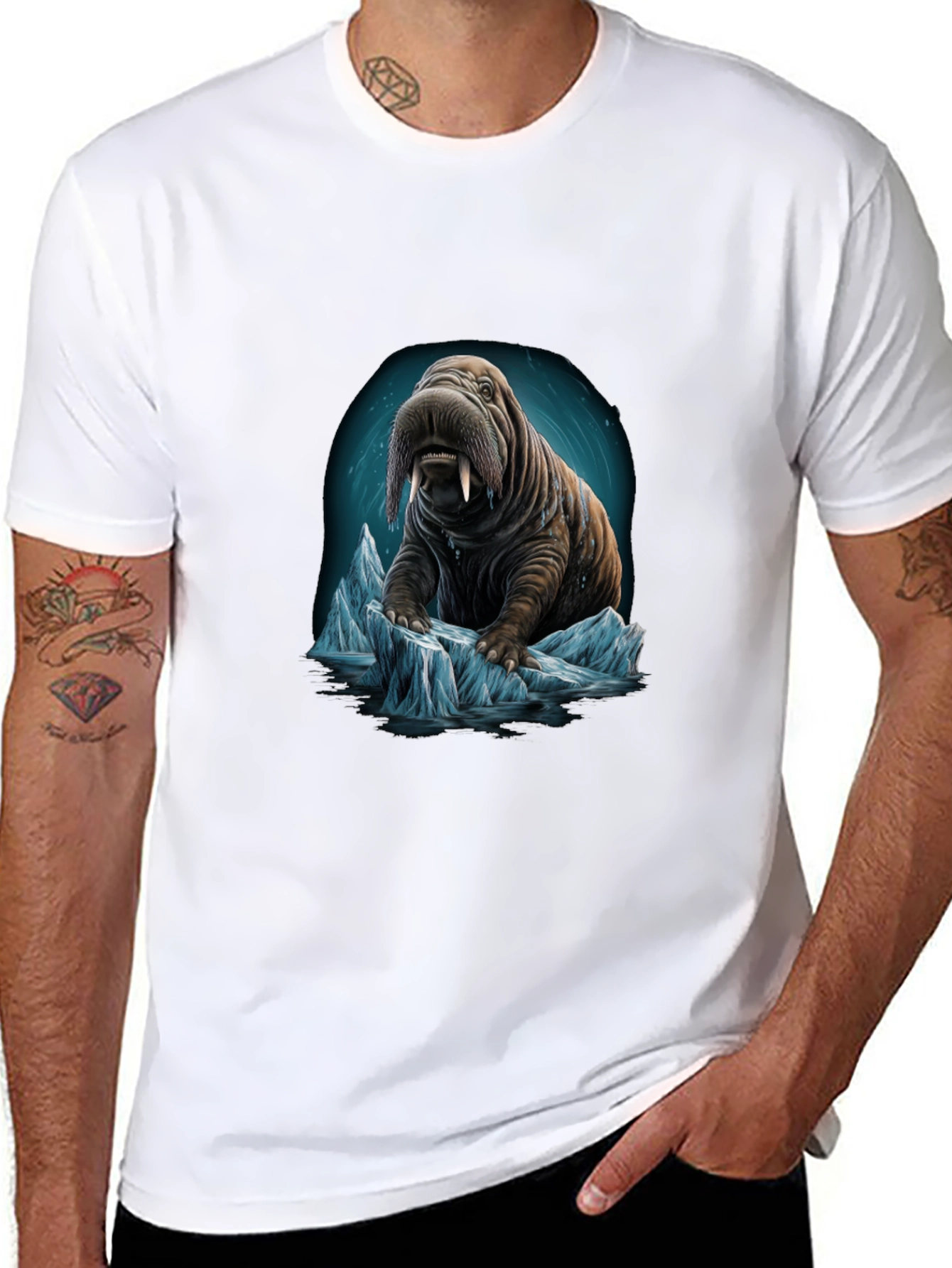 Black Walrus on Iceberg Graphic T-Shirt view 8