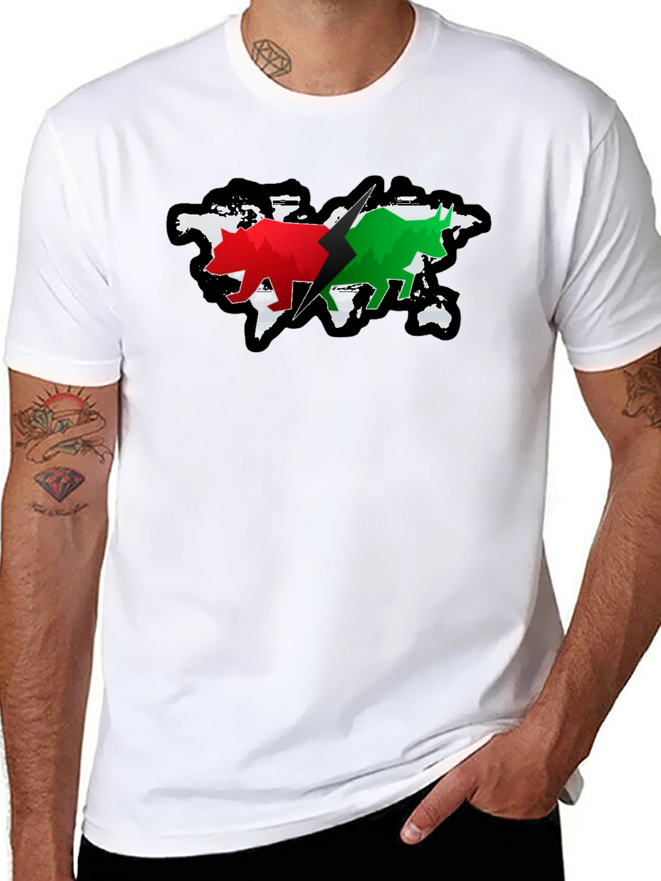 Black Bulls & Bears T-Shirt - Global Market Design view 8